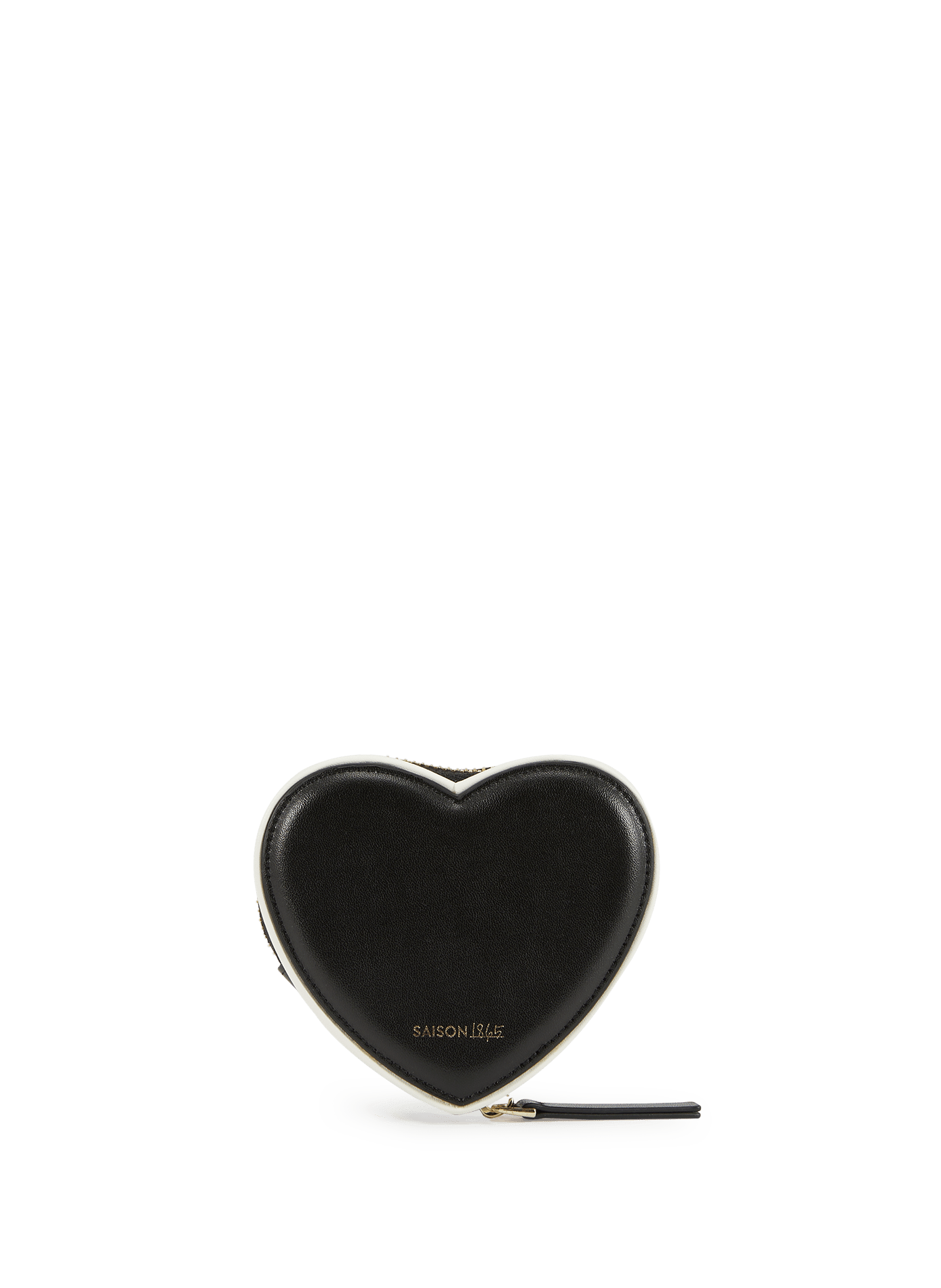 Cowhide leather heart-shaped coin purse SAISON 1865 Black