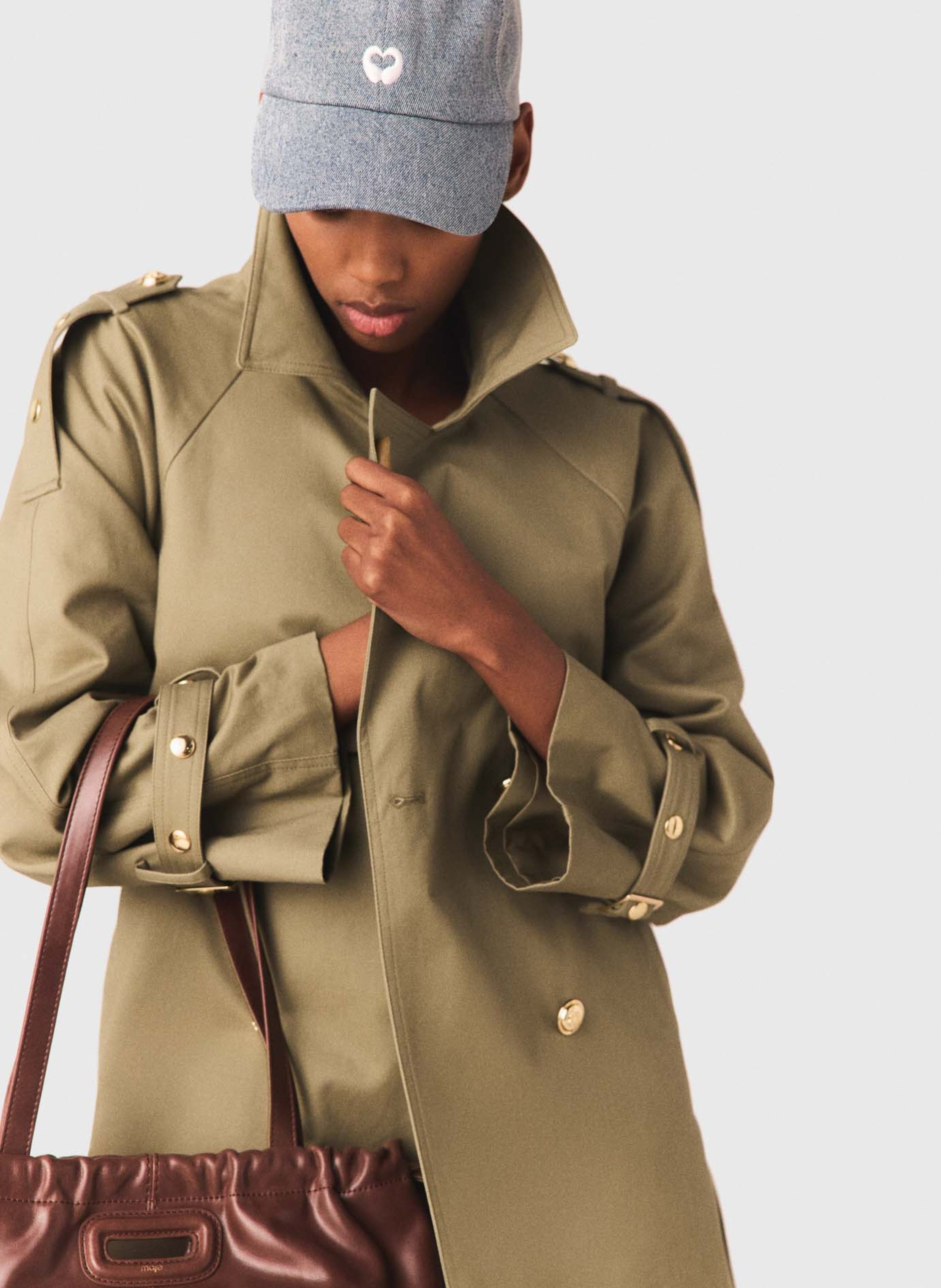 Trench cintrée en coton MAJE Kaki