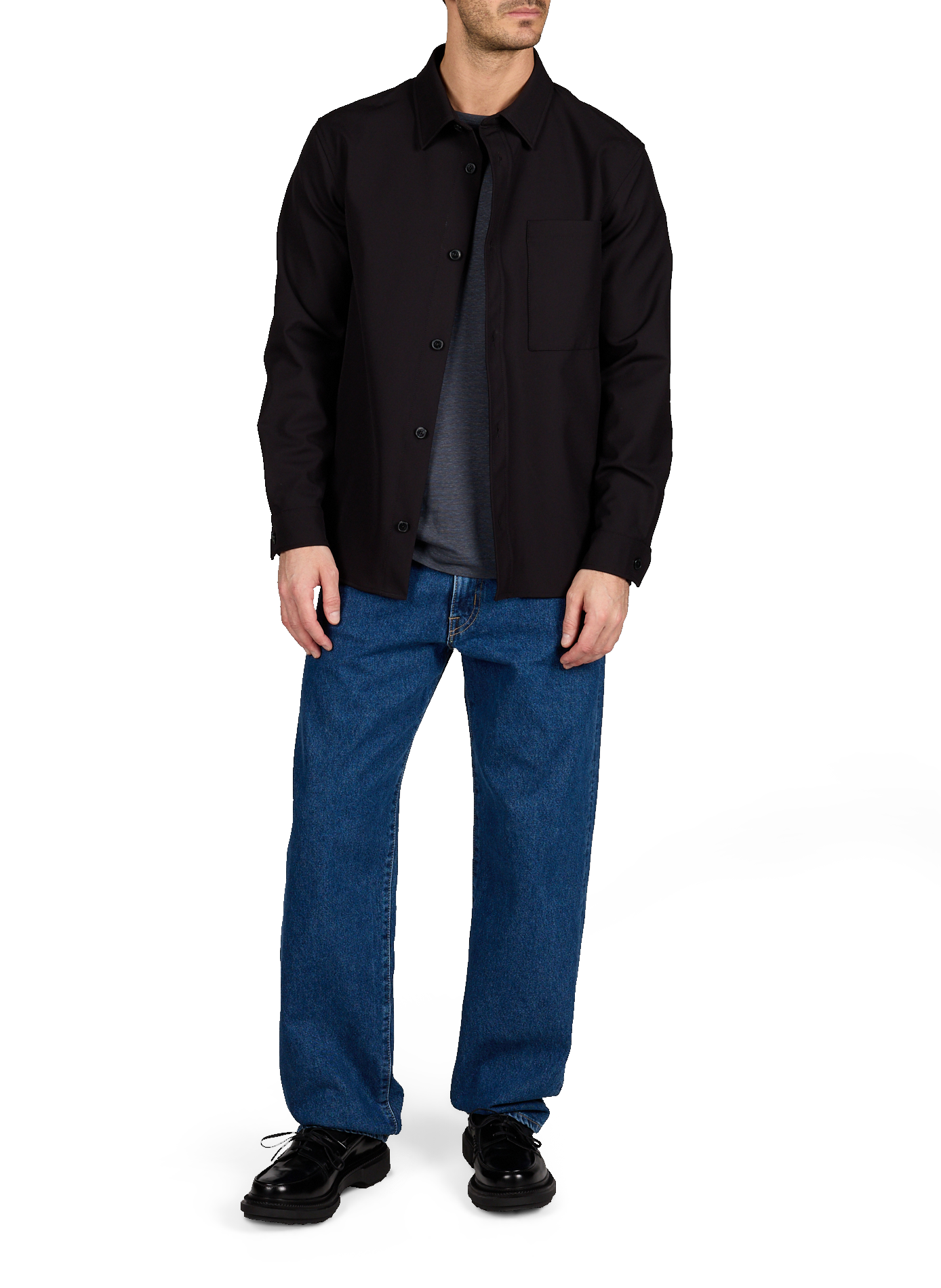 Straight-cut cotton shirt with classic collar CLOSED Black