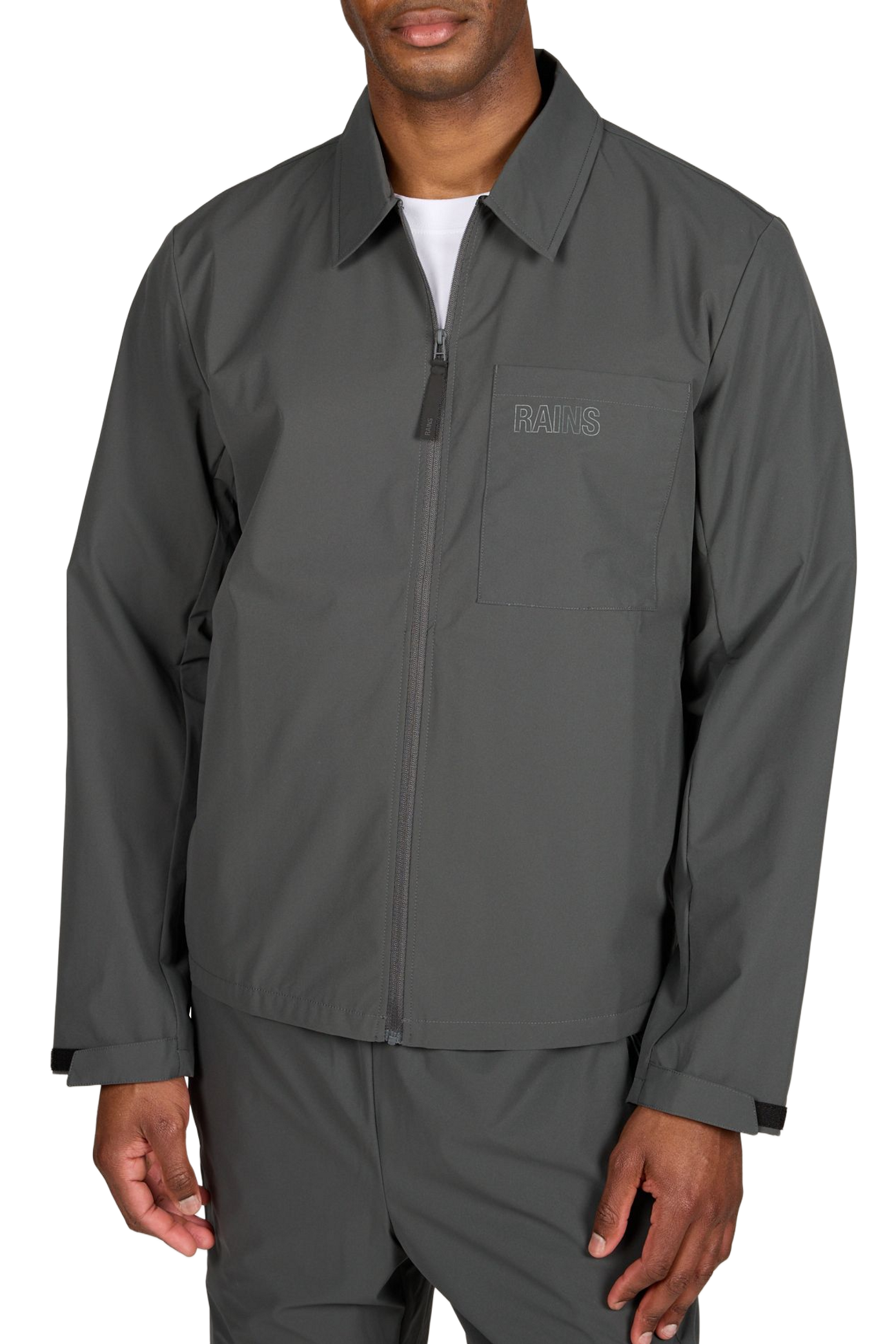 Veste droite col classique unie RAINS Gris