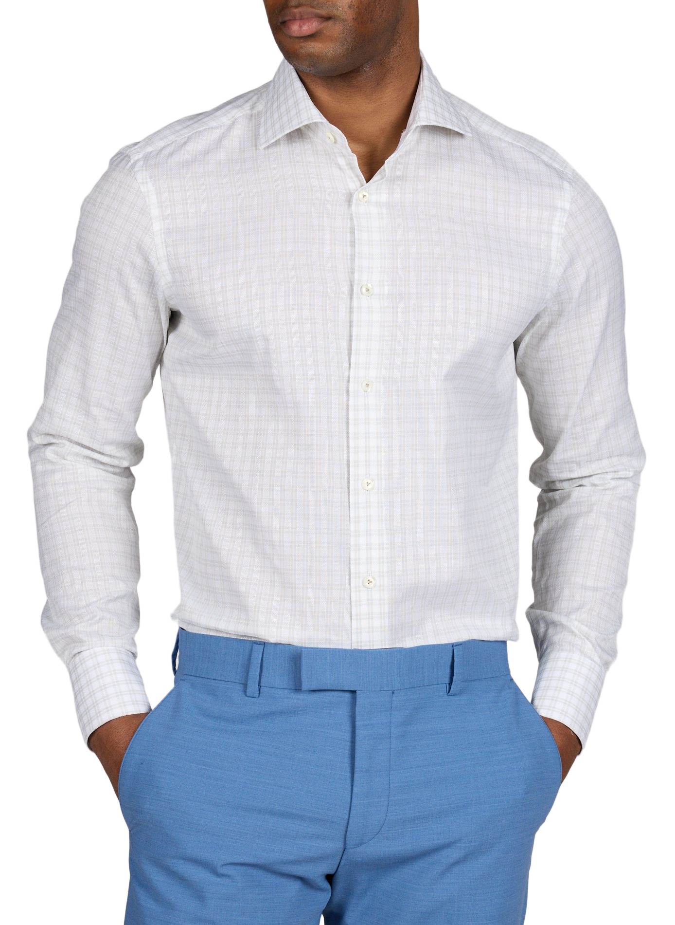 Chemise à carreaux en coton VAN LAACK Gris