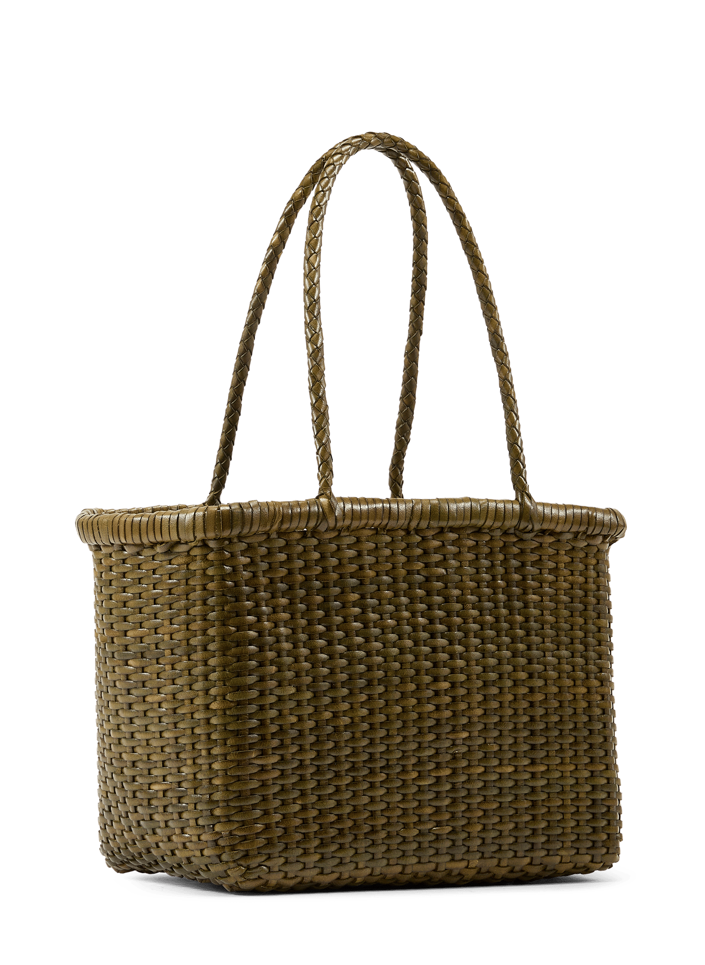 Sac panier B Weave Small en cuir tressé DRAGON DIFFUSION Vert