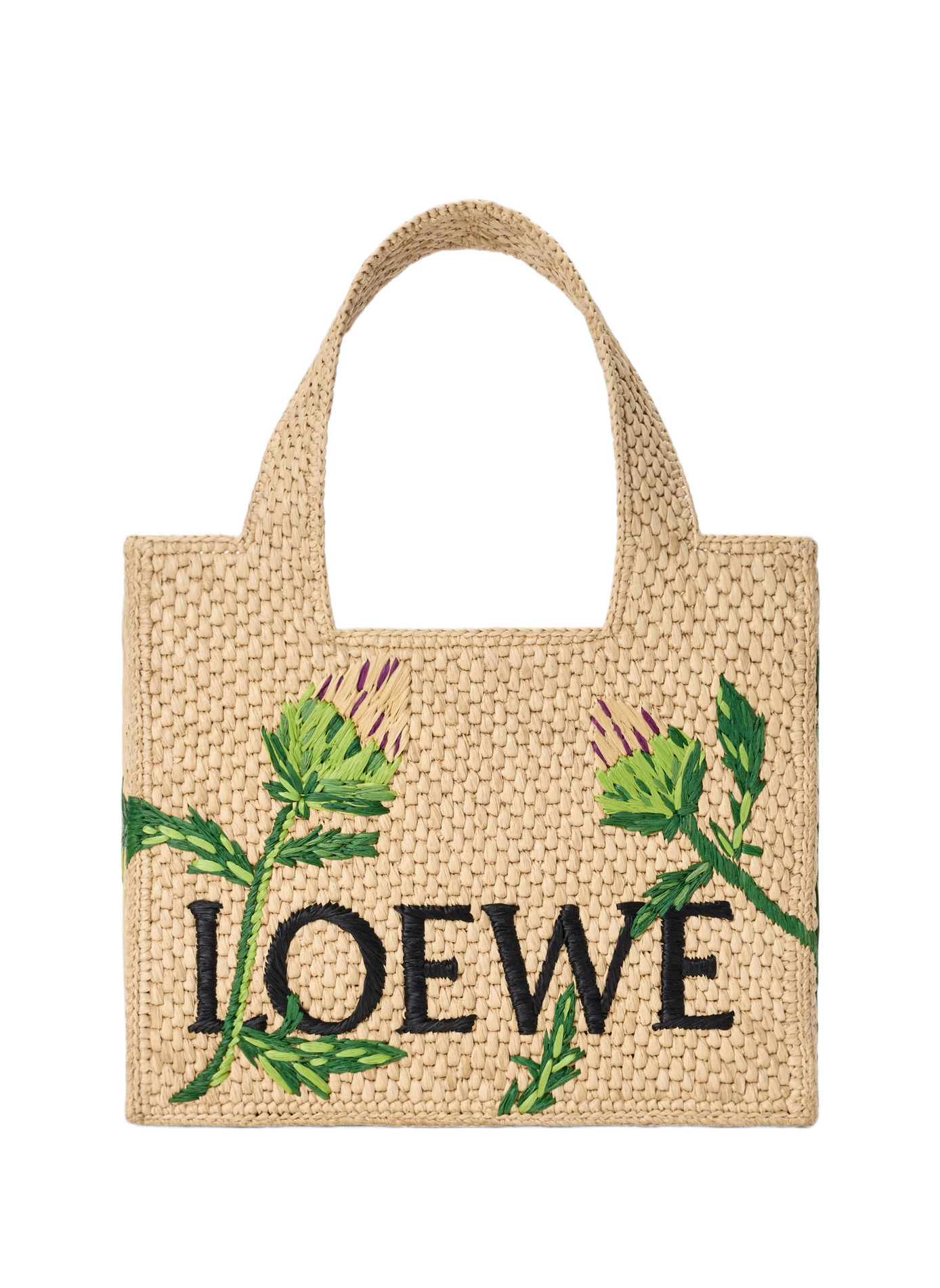 Petit Font tote brodé en raphia LOEWE Beige
