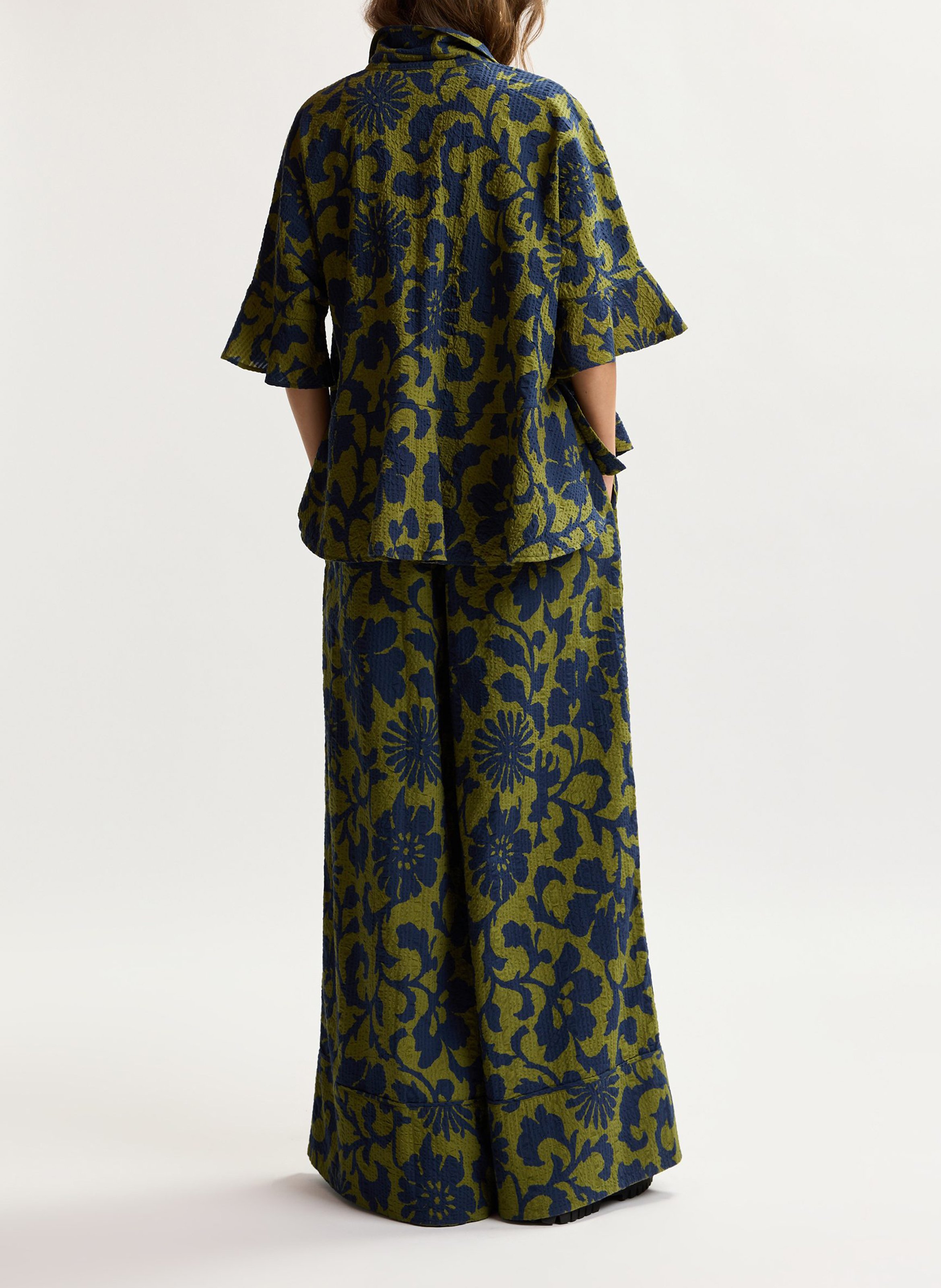 Pantalon taille haute large imprimé jomery ESSENTIEL ANTWERP Vert
