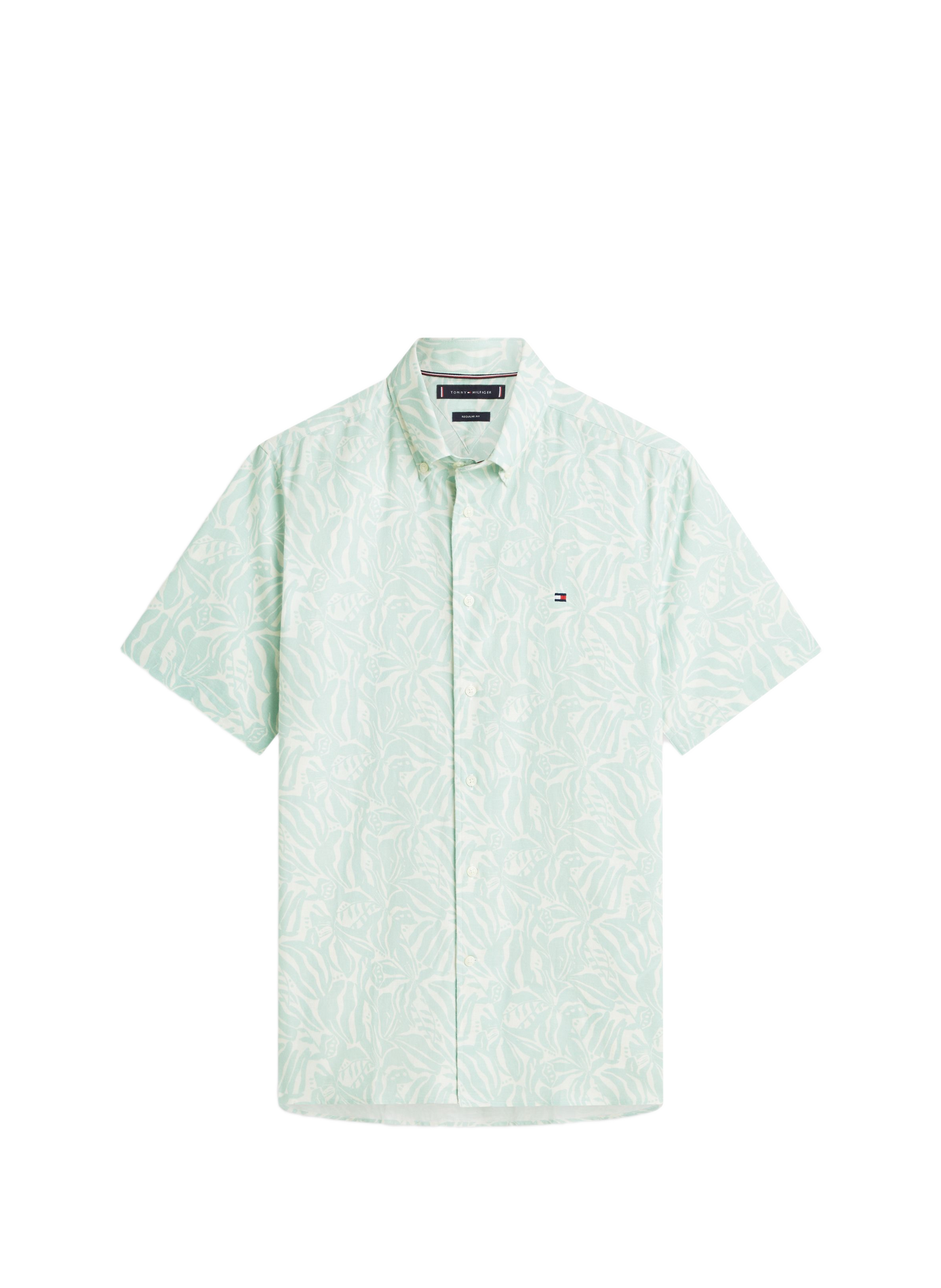 Chemise manches courtes à fleurs en coton et lin TOMMY HILFIGER Green