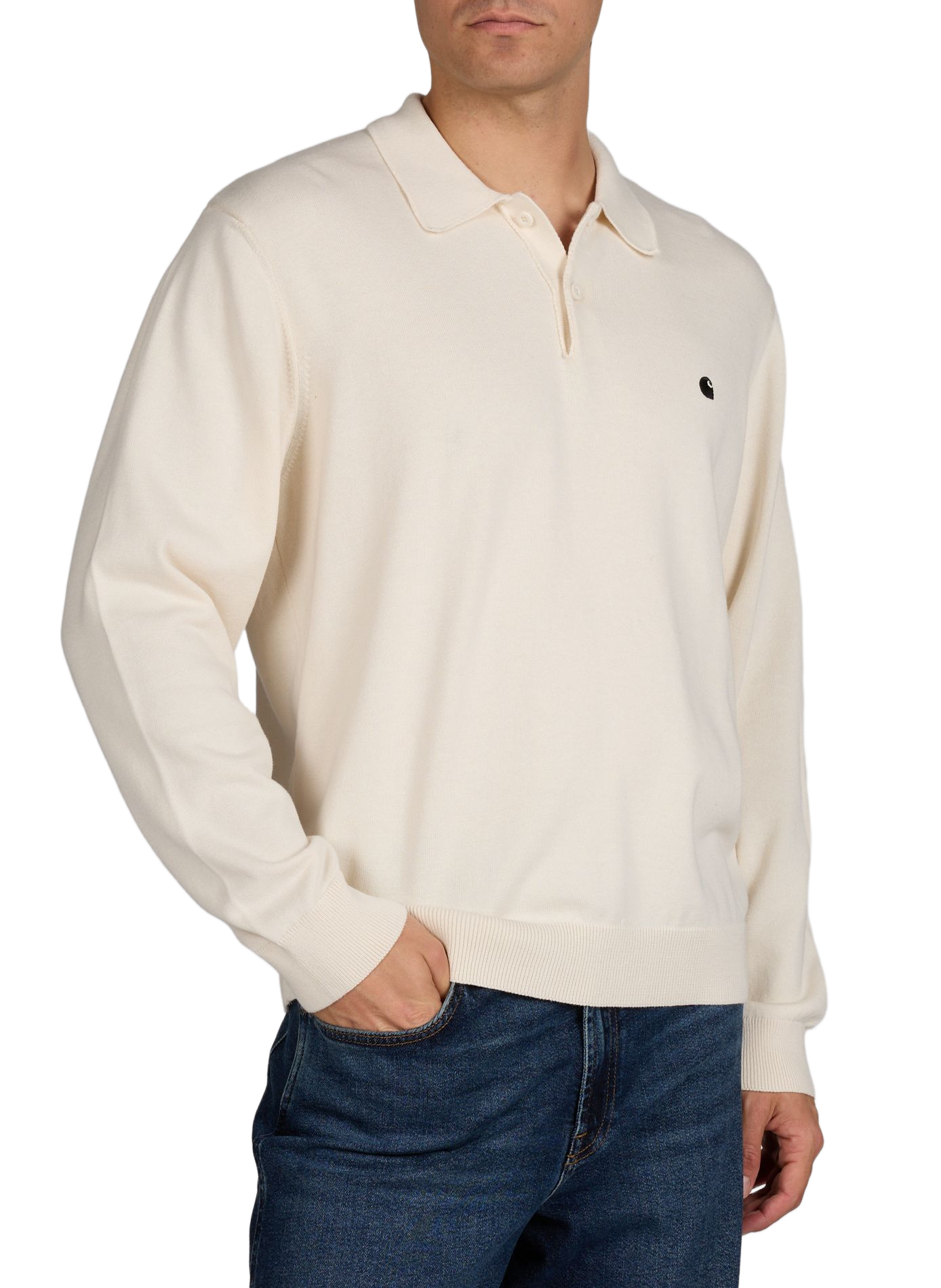 Long-sleeved cotton polo shirt CARHARTT WIP Beige