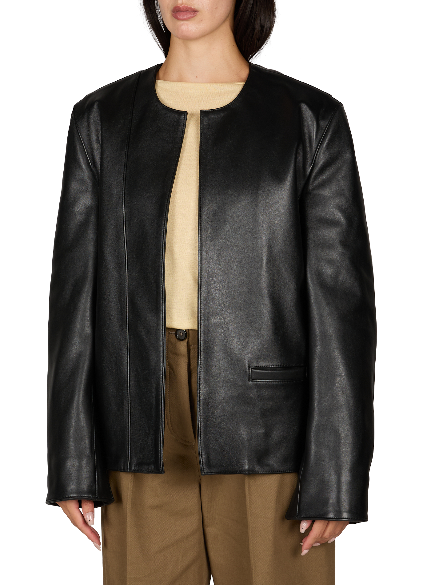 Veste unie en cuir TOTEME Noir