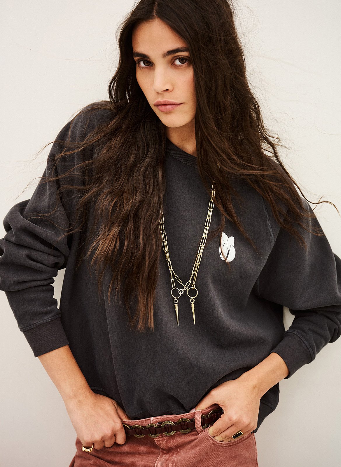 Sweat ample col rond en coton swing BA&SH Noir