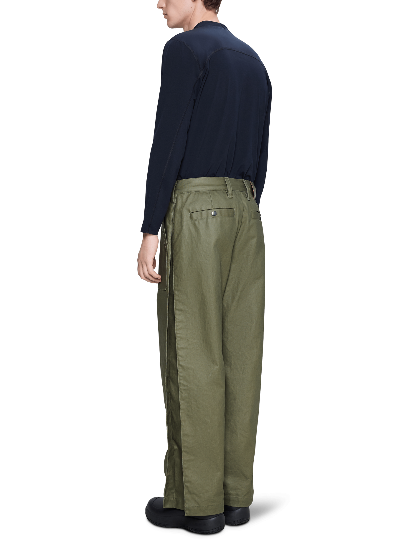 Pantalon large en coton RAINS Kaki