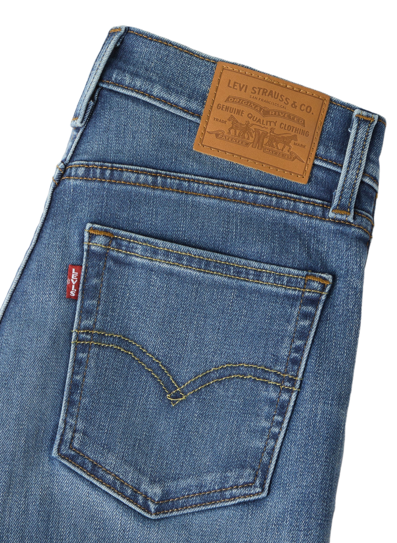 Slim jeans 722 met hoge taille van gemengd katoen LEVI'S Blauw
