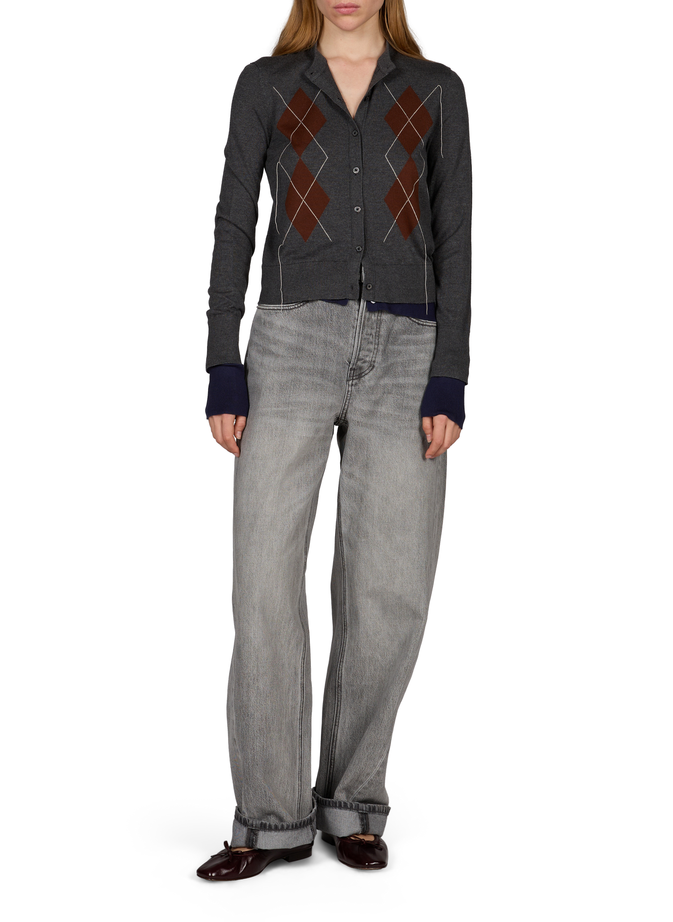Gerader Cardigan mit Seidenmuster ACNE STUDIOS Grau