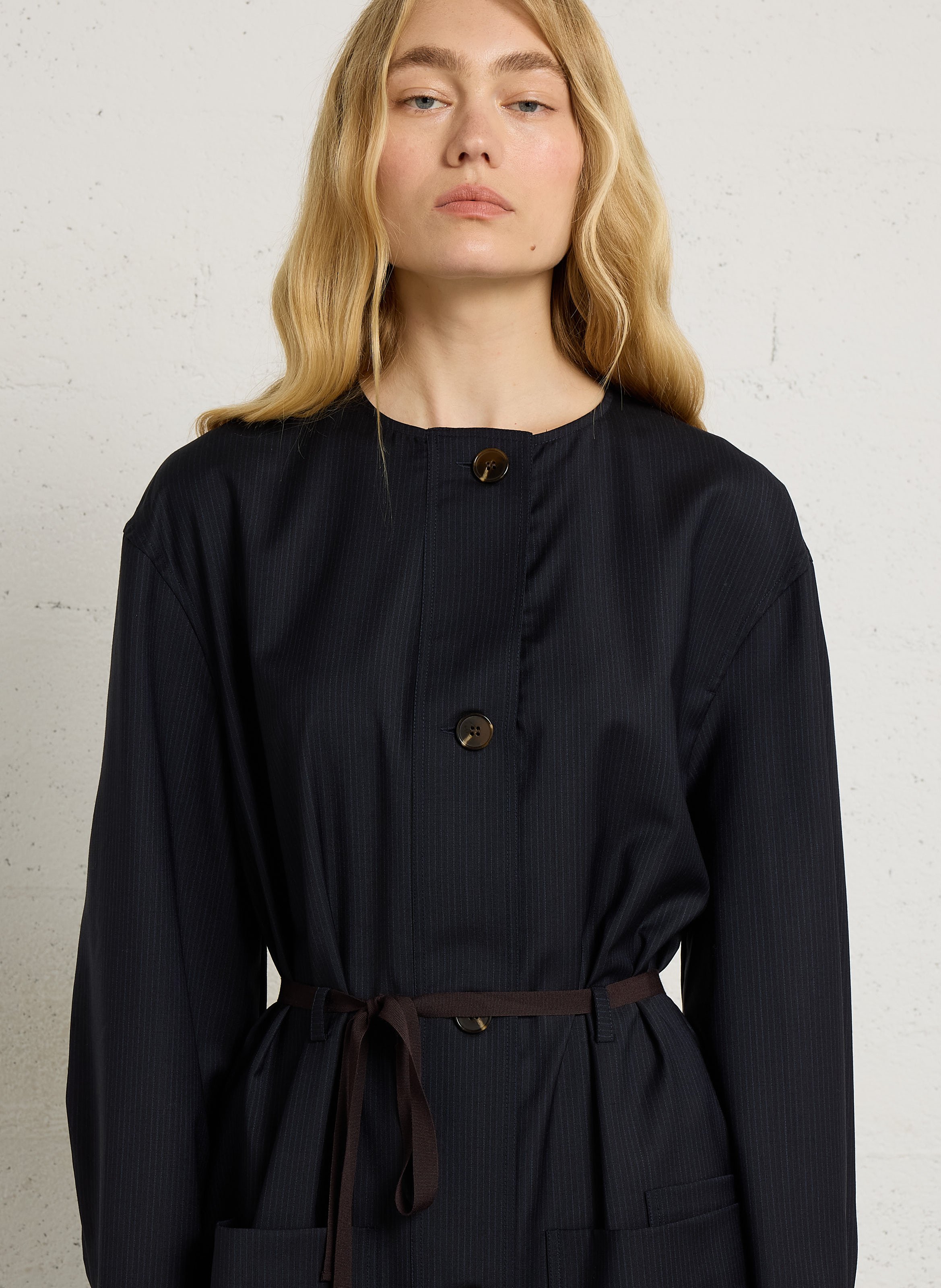 Robe midi col rond en laine helie SOEUR Bleu