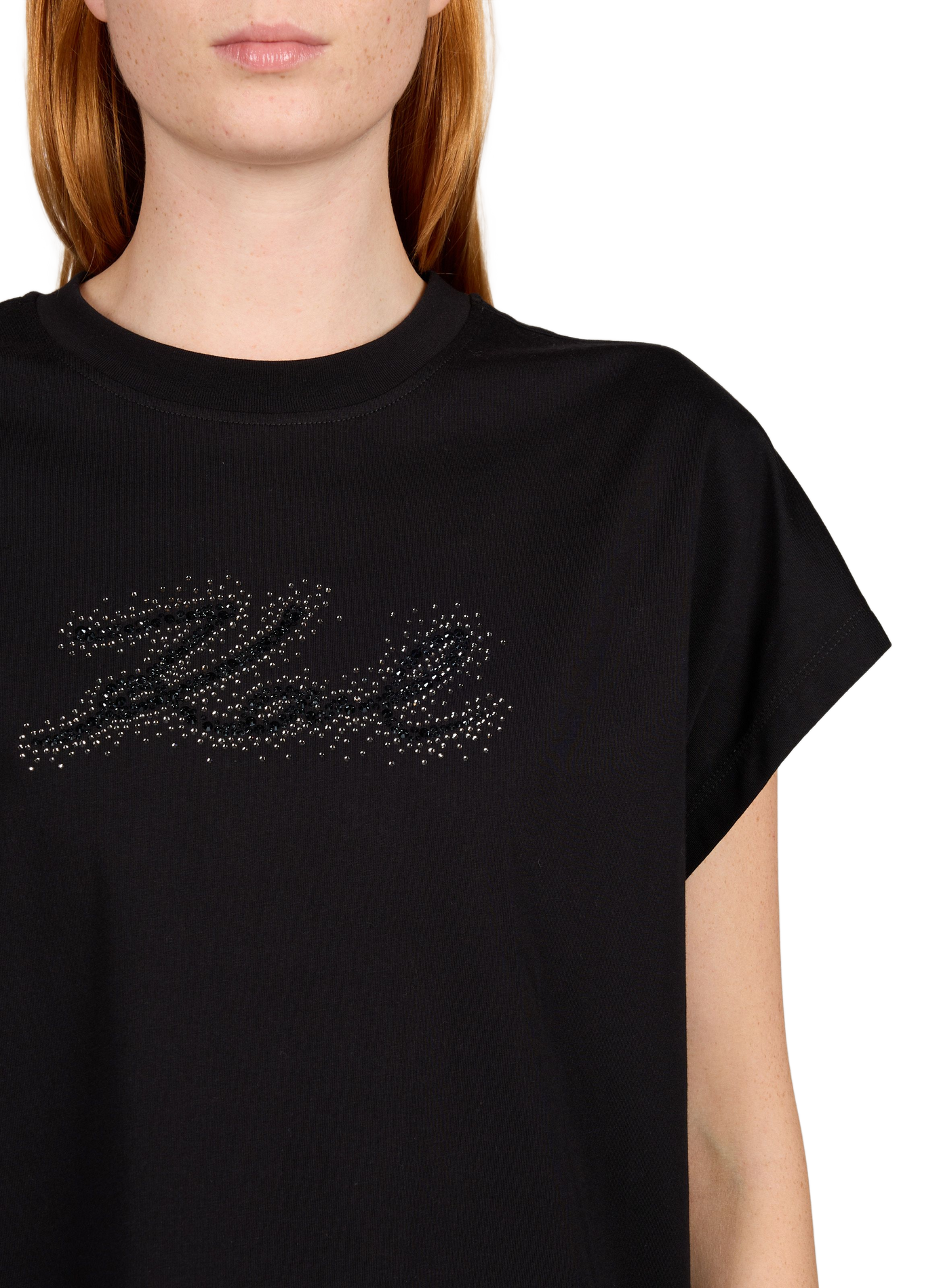 Straight-fit cotton logo T-shirt KARL LAGERFELD Black