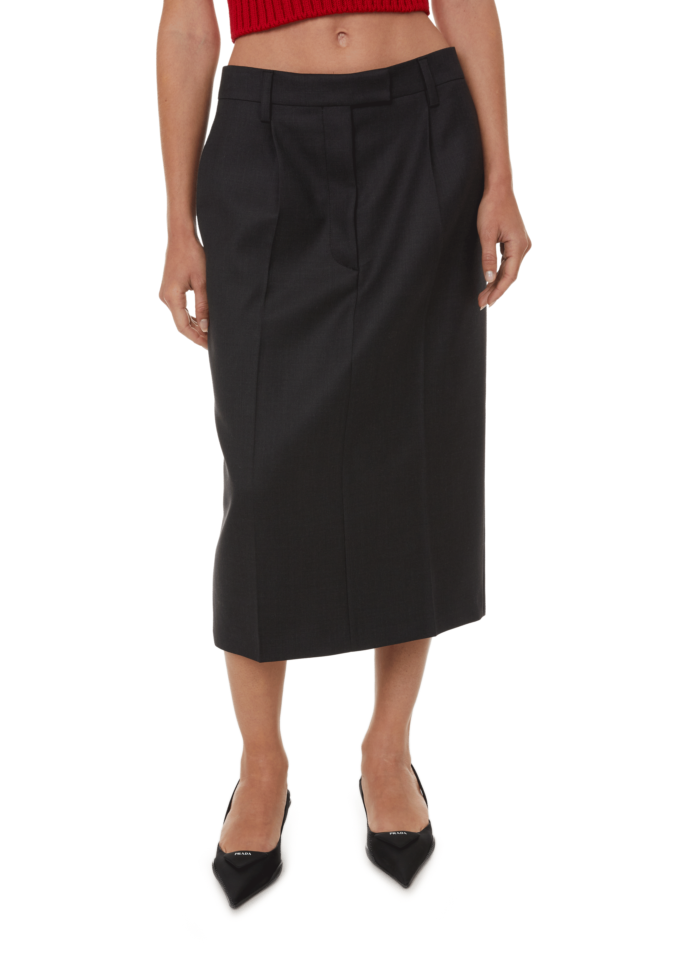 PRADA Straight virgin wool dress Grey