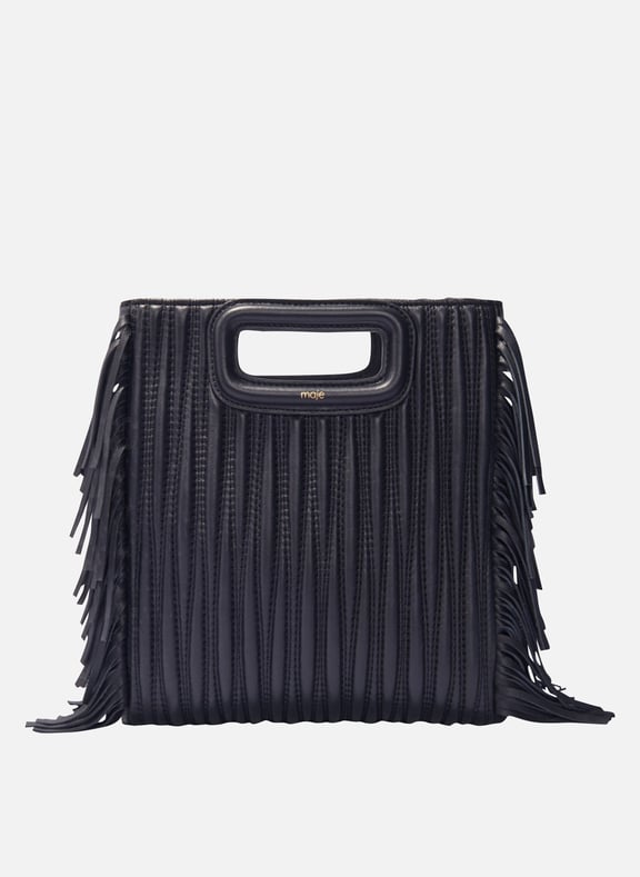 Sac bandoulière à franges en cuir m Noir by MAJE MAJE Sac bandoulière à franges en cuir m Noir