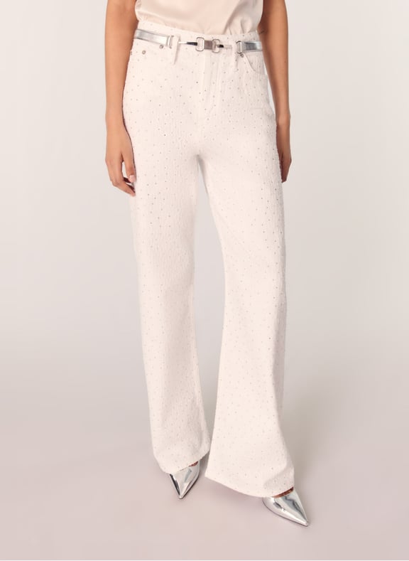 Jean droit à strass Blanc by MAJE MAJE Jean droit à strass Blanc