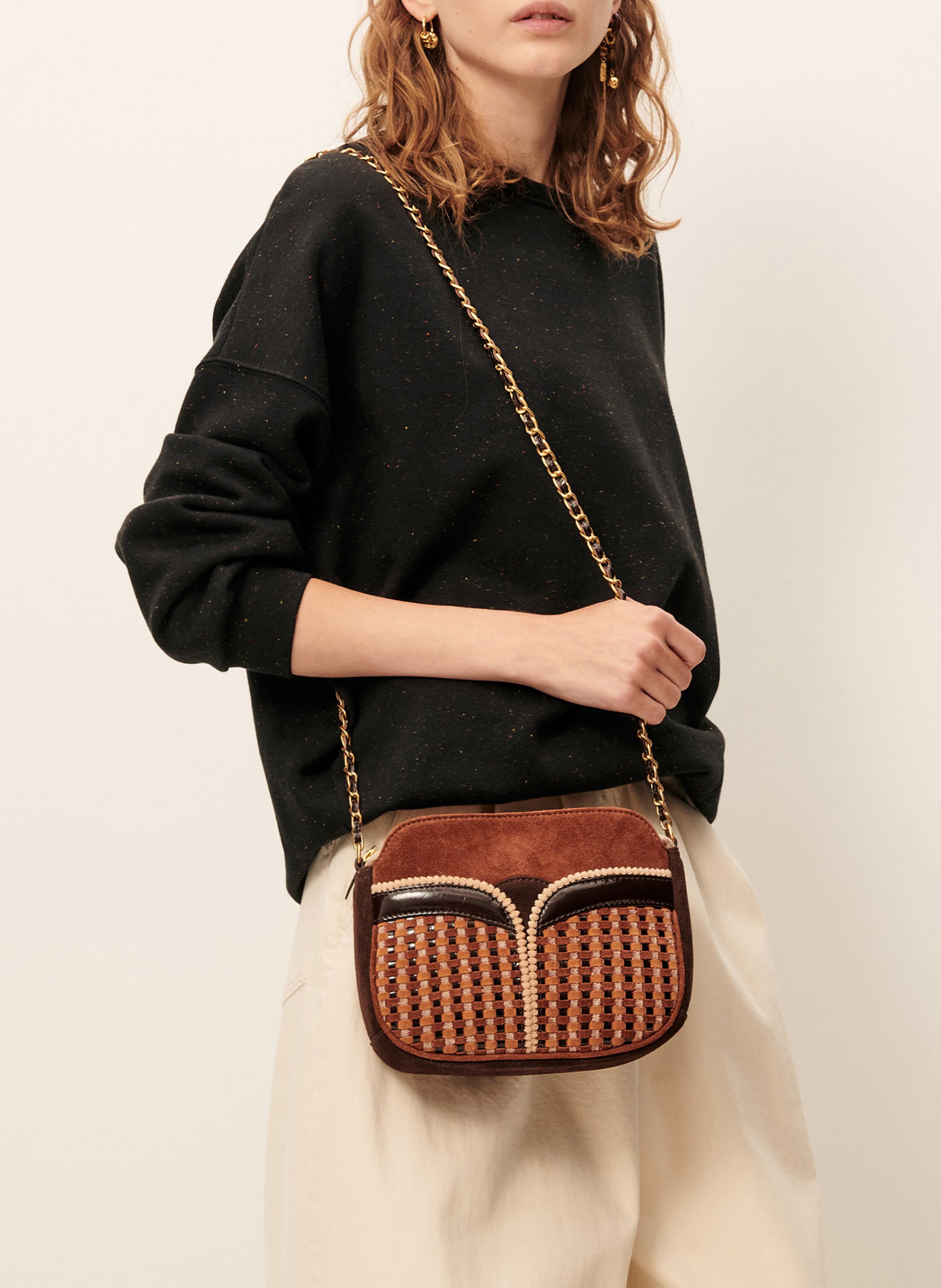 Sweat col rond en coton mélangé chebbi SESSUN Noir