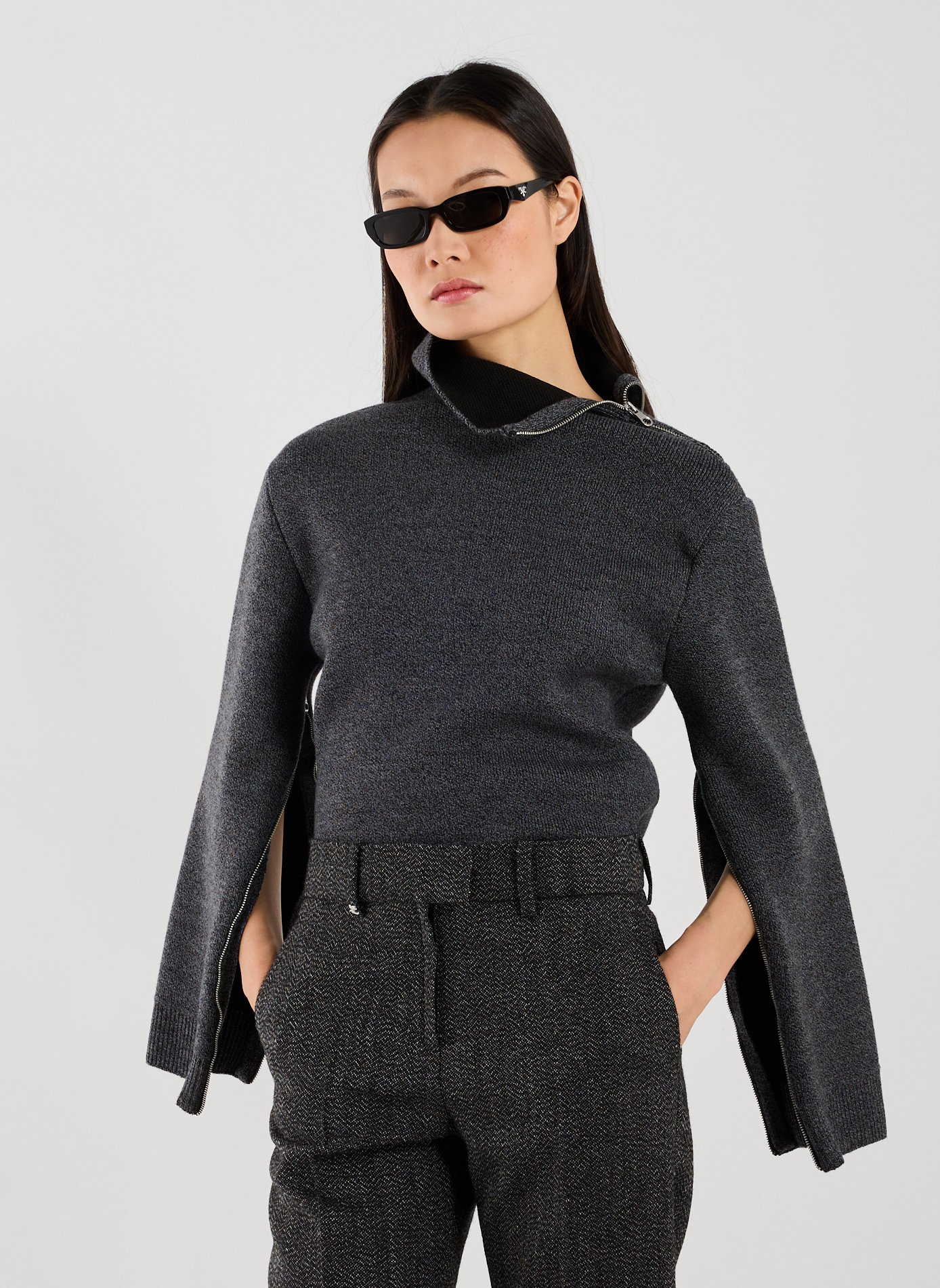 Straight wool jumper COURRÈGES Grey