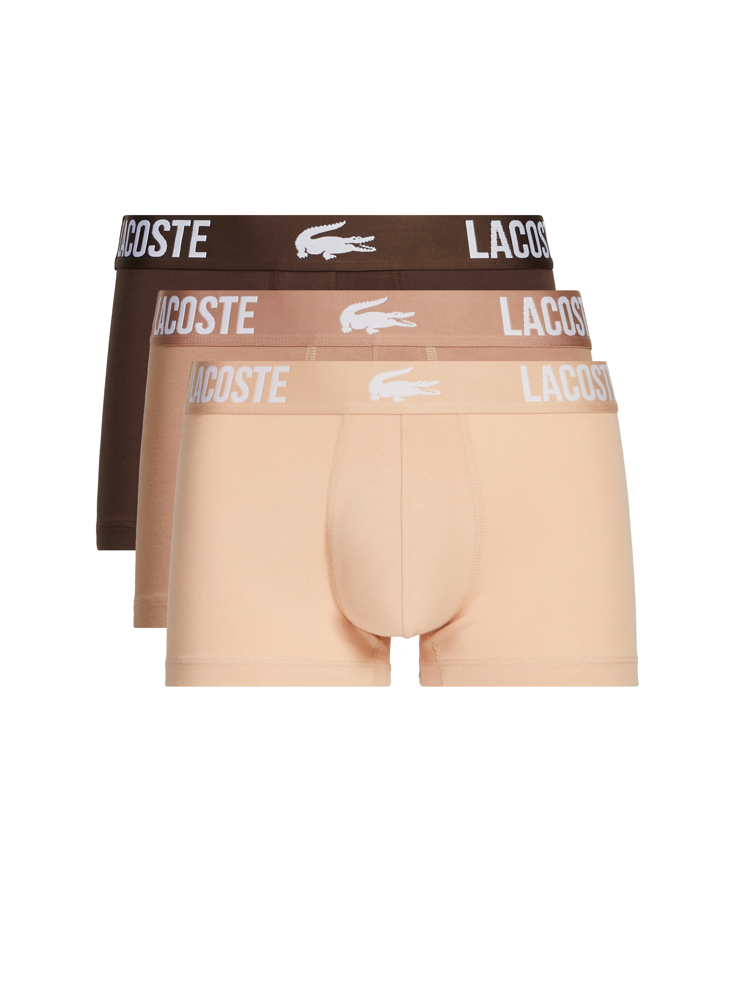 LACOSTE  Pack of three cotton boxers Brown