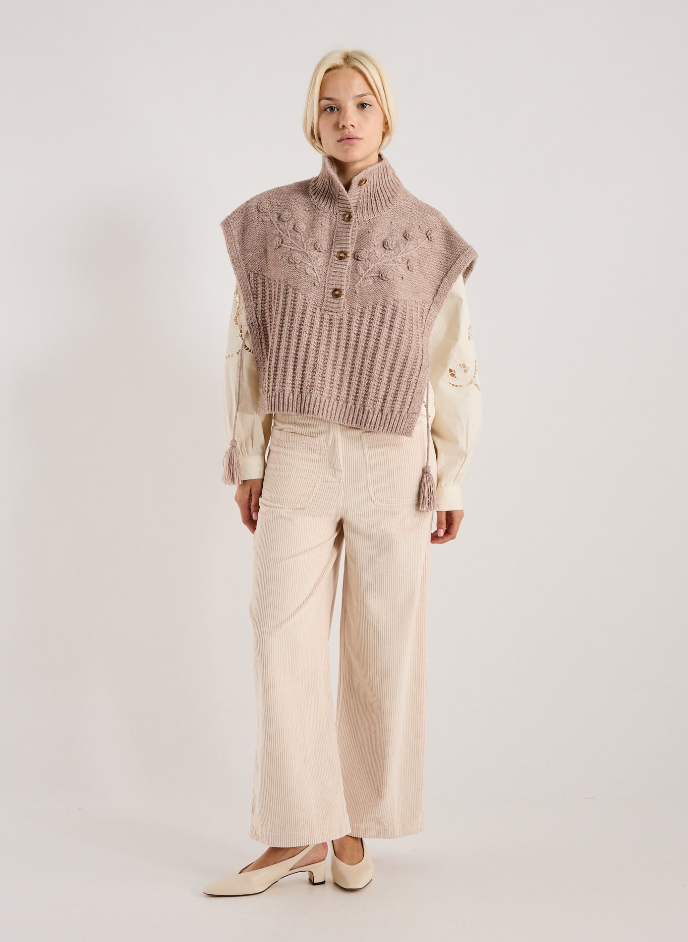 Gilet sans manches en maille LOUISE MISHA Beige