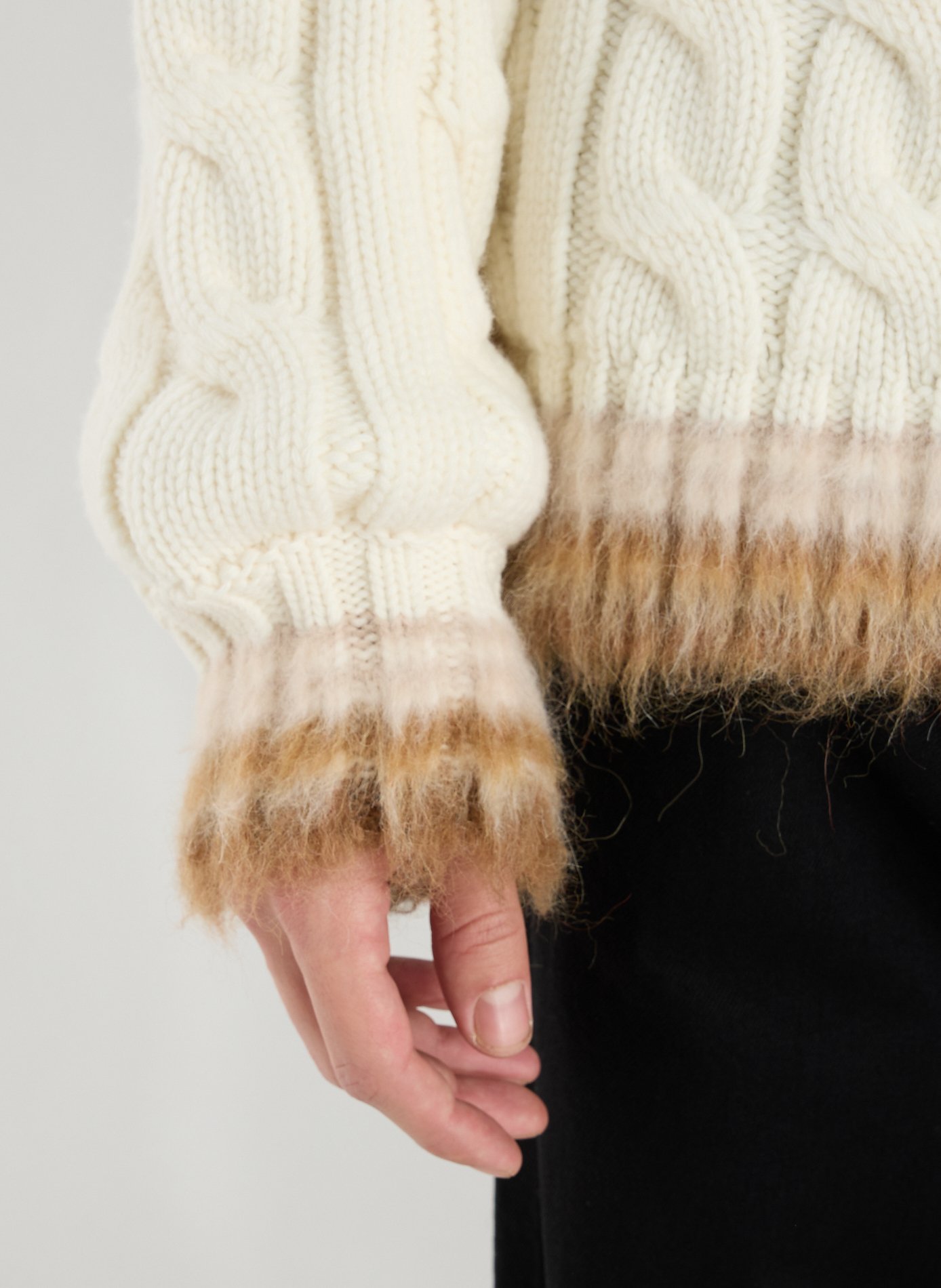 Oversized twisted wool polo neck sweater LACOSTE White