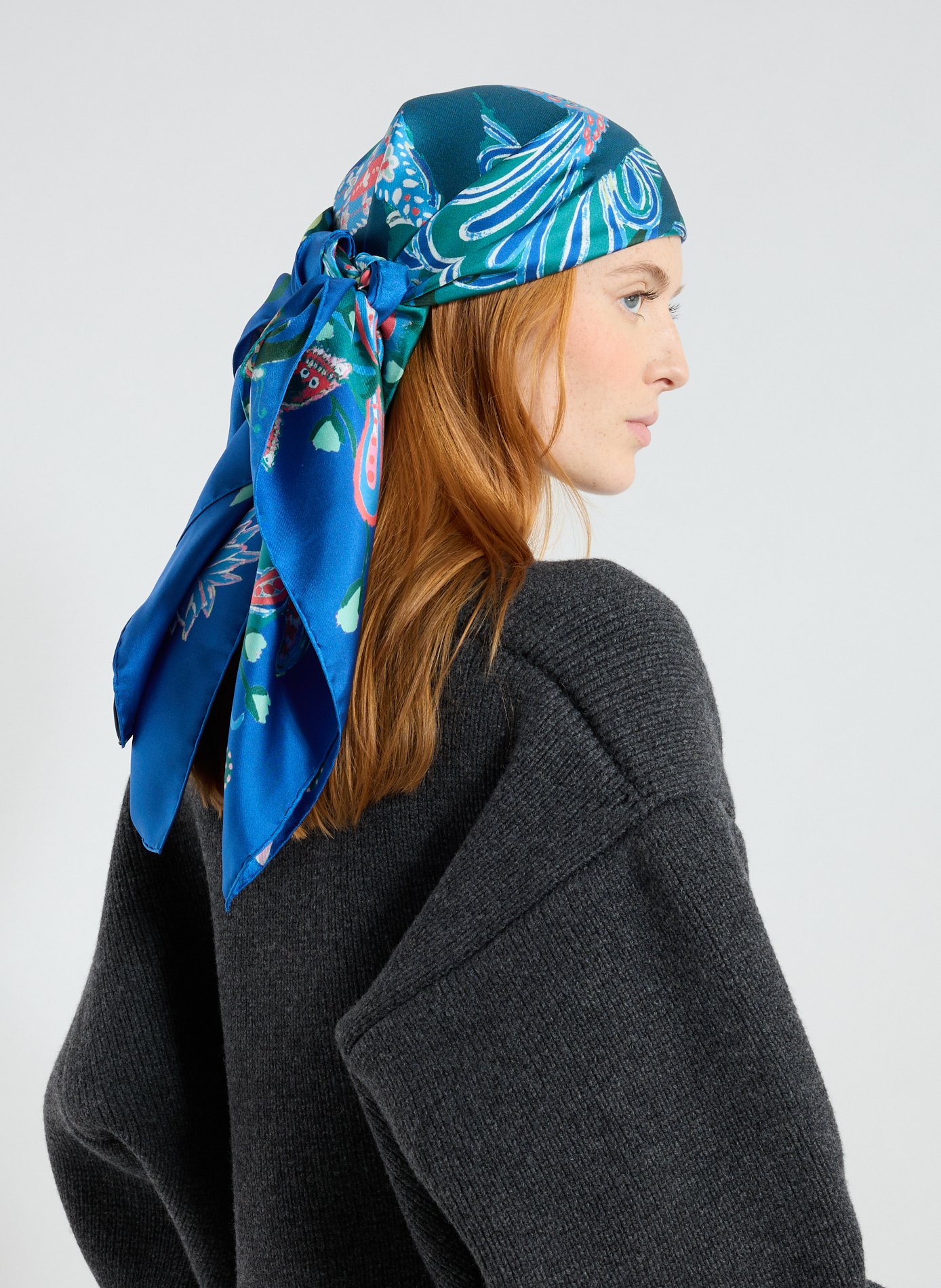 Foulard Fanny en soie  PETRUSSE Bleu