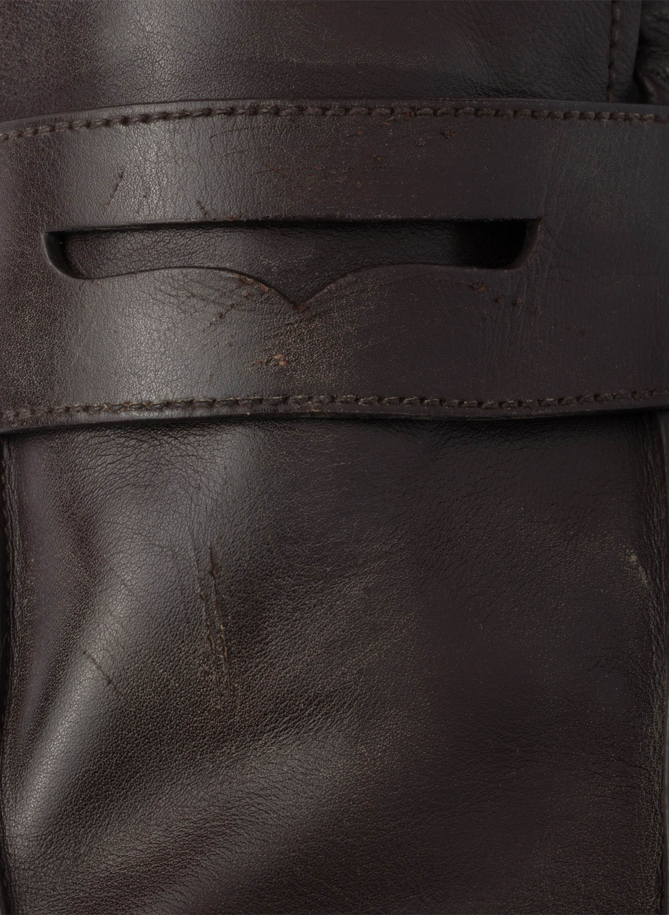 Mocassins en cuir effet vieilli shuffle PRADA Marron