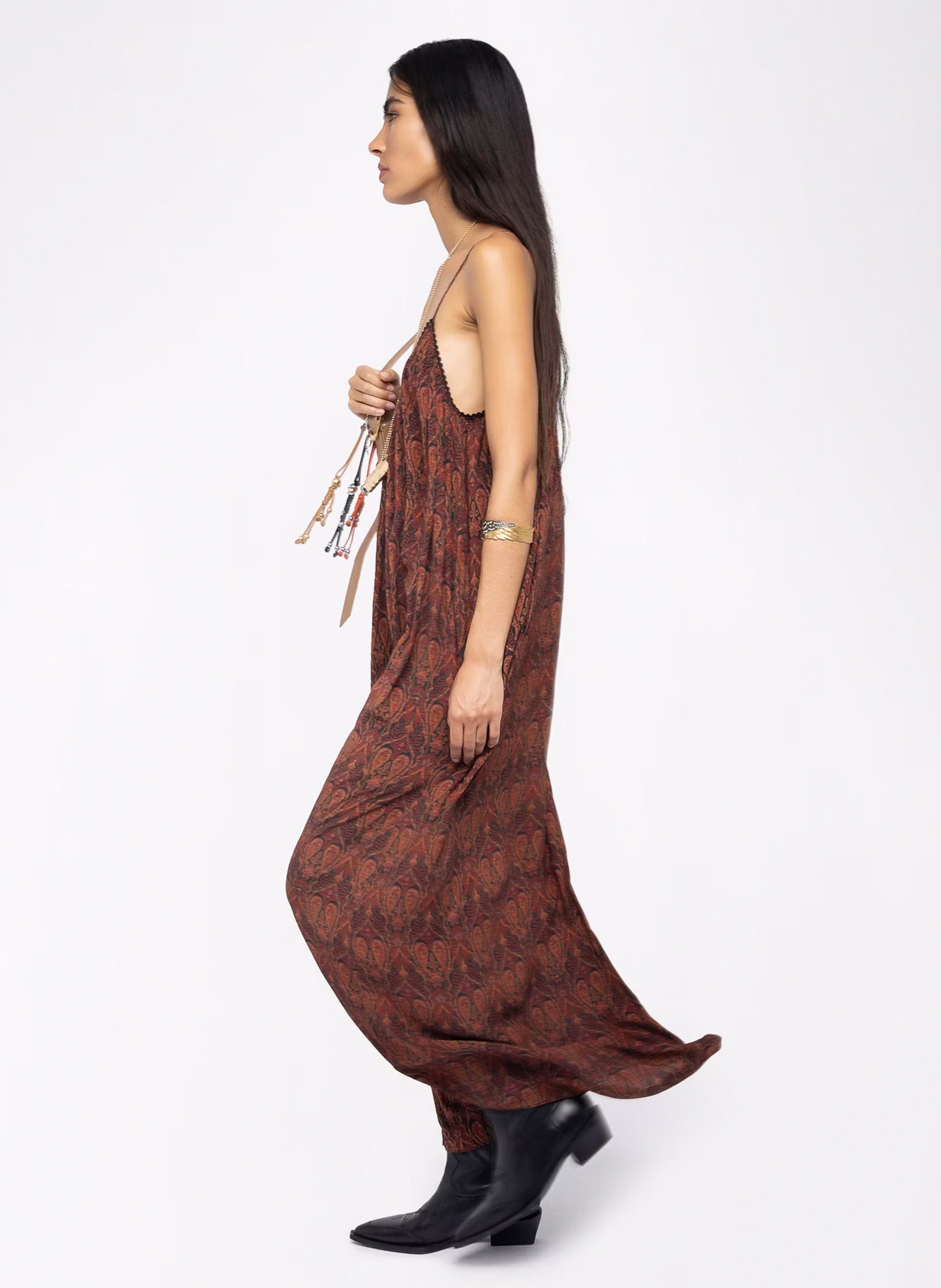 Robe longue imprimée col v ristym ZADIG&VOLTAIRE Noir