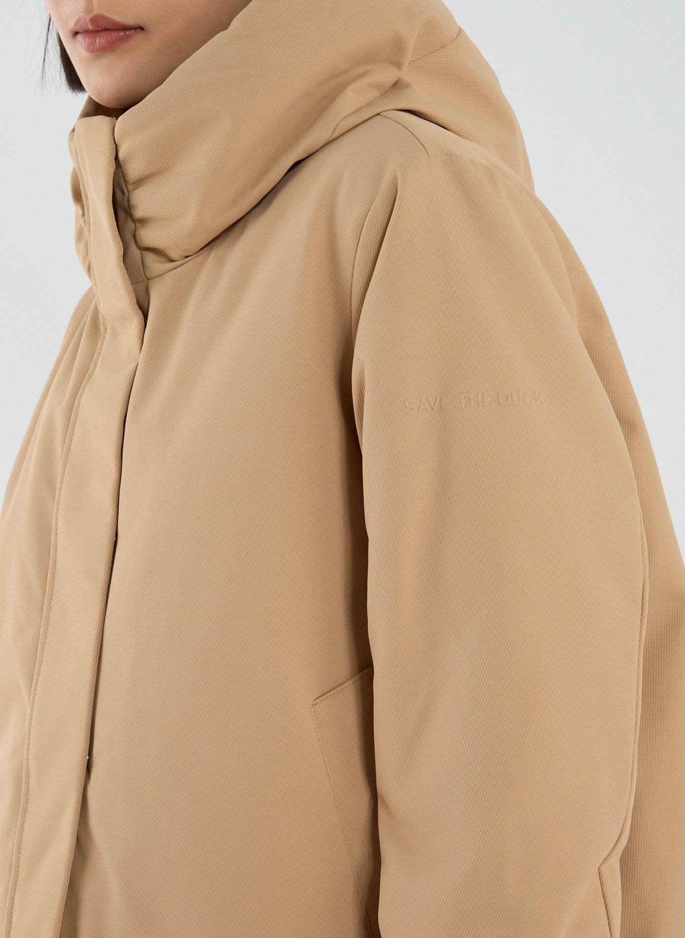 Short jacket with hood and high collar SAVE THE DUCK Beige