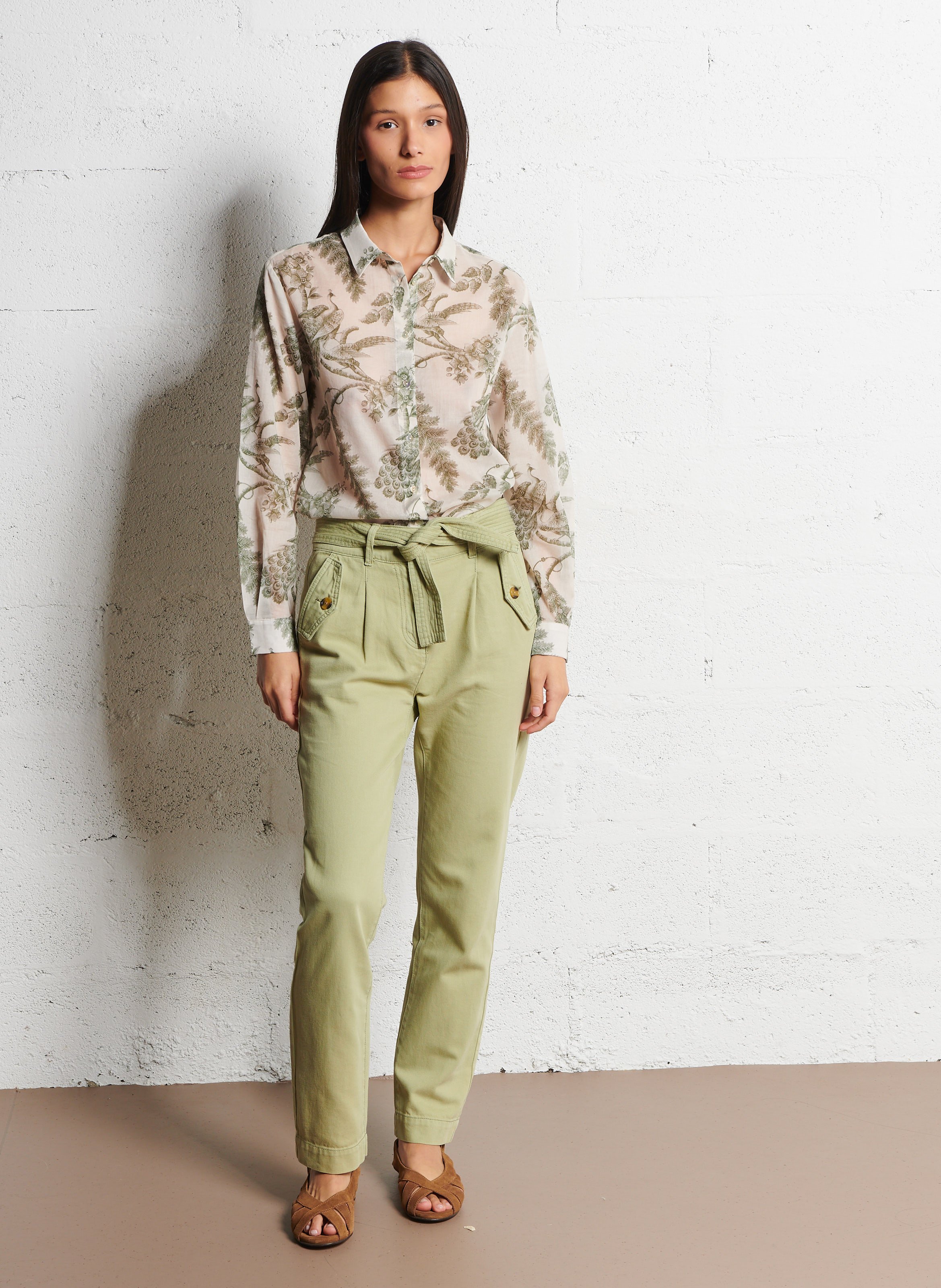 Chemise droite en coton colette MAISON 123 Kaki