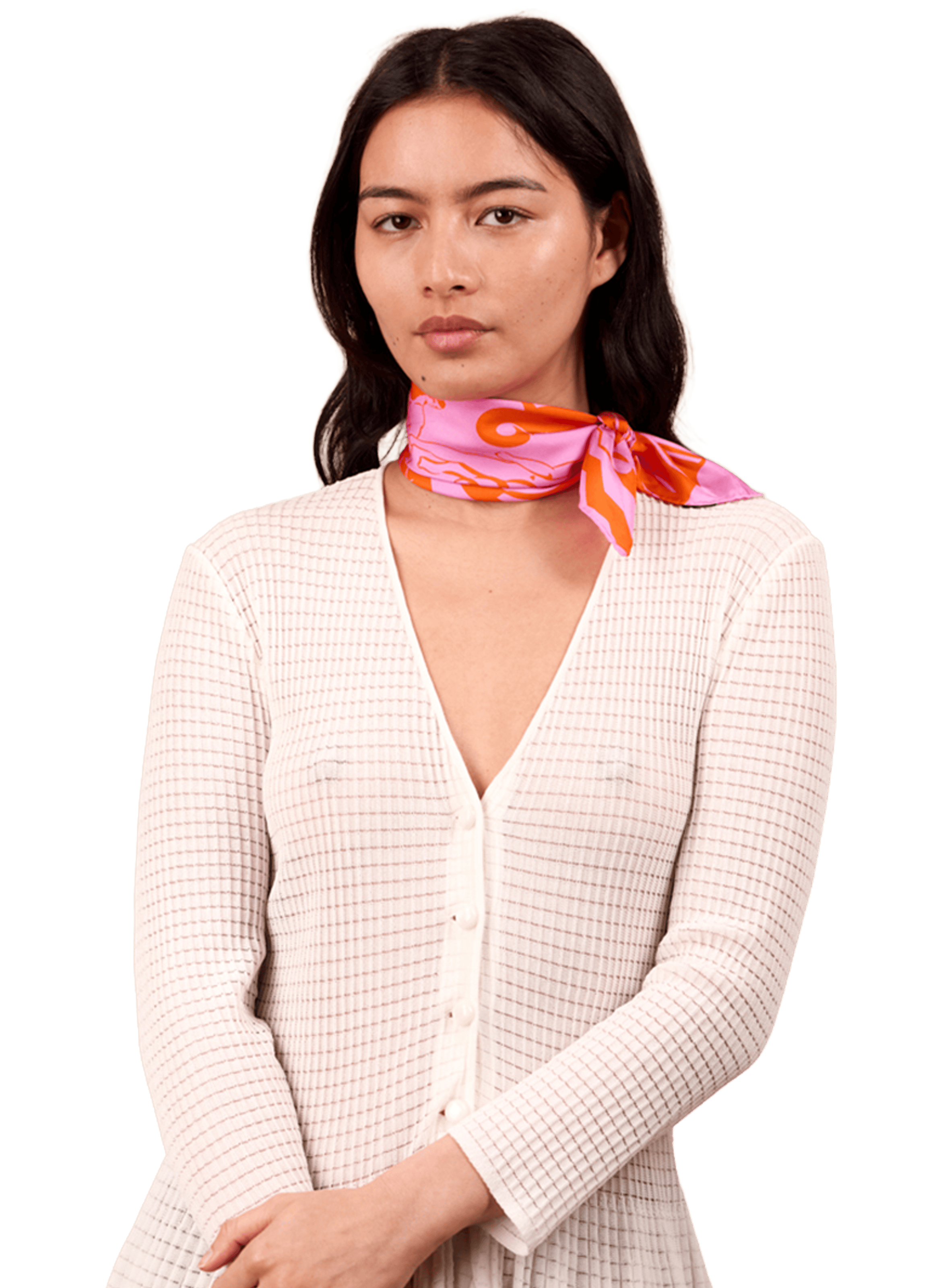 Massalia Orange - Carré 45 imprimé en soie PETITJEAN PARIS Multicolore