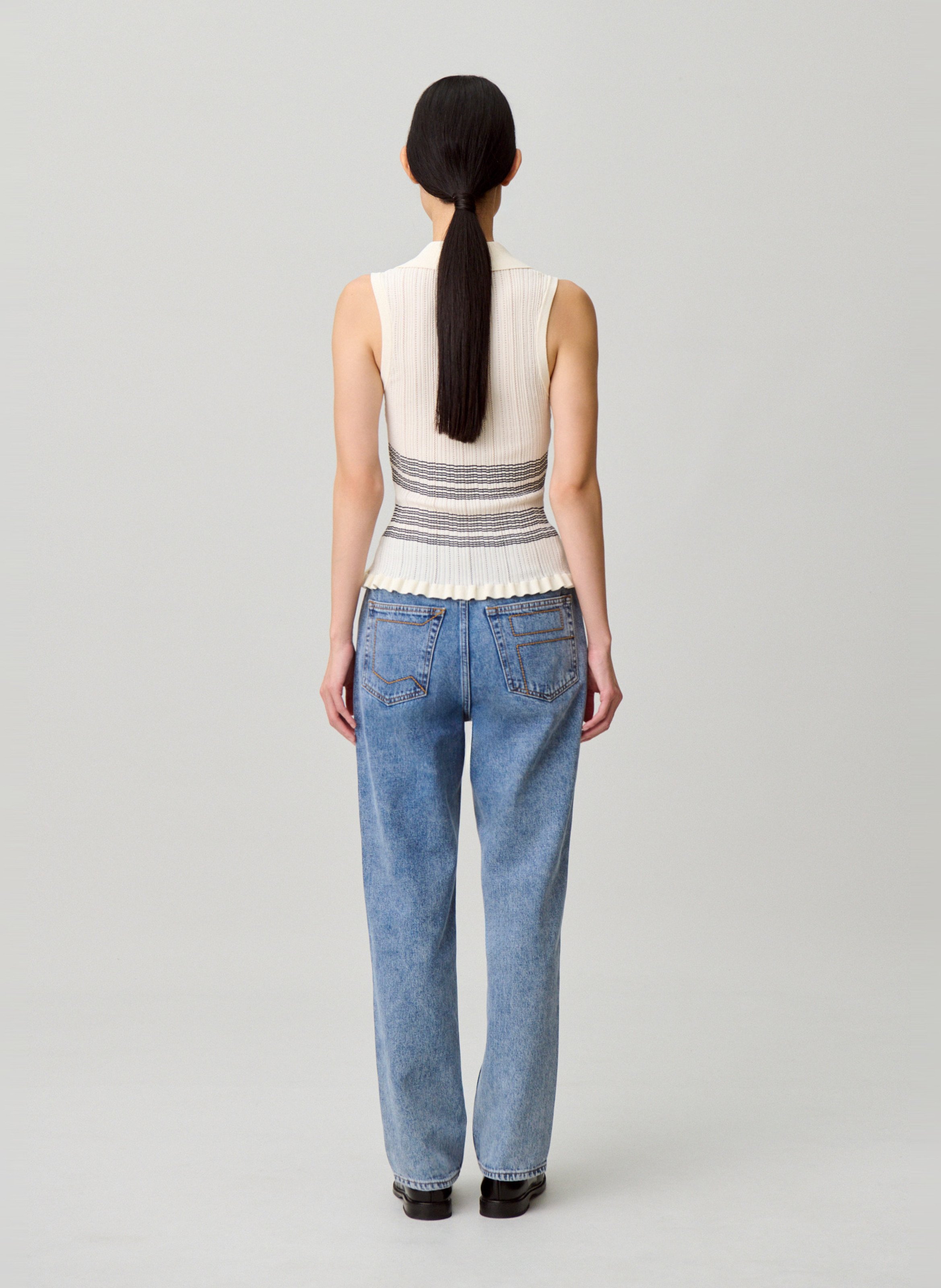 Top moulant côtelé col v CLAUDIE PIERLOT Multicolore