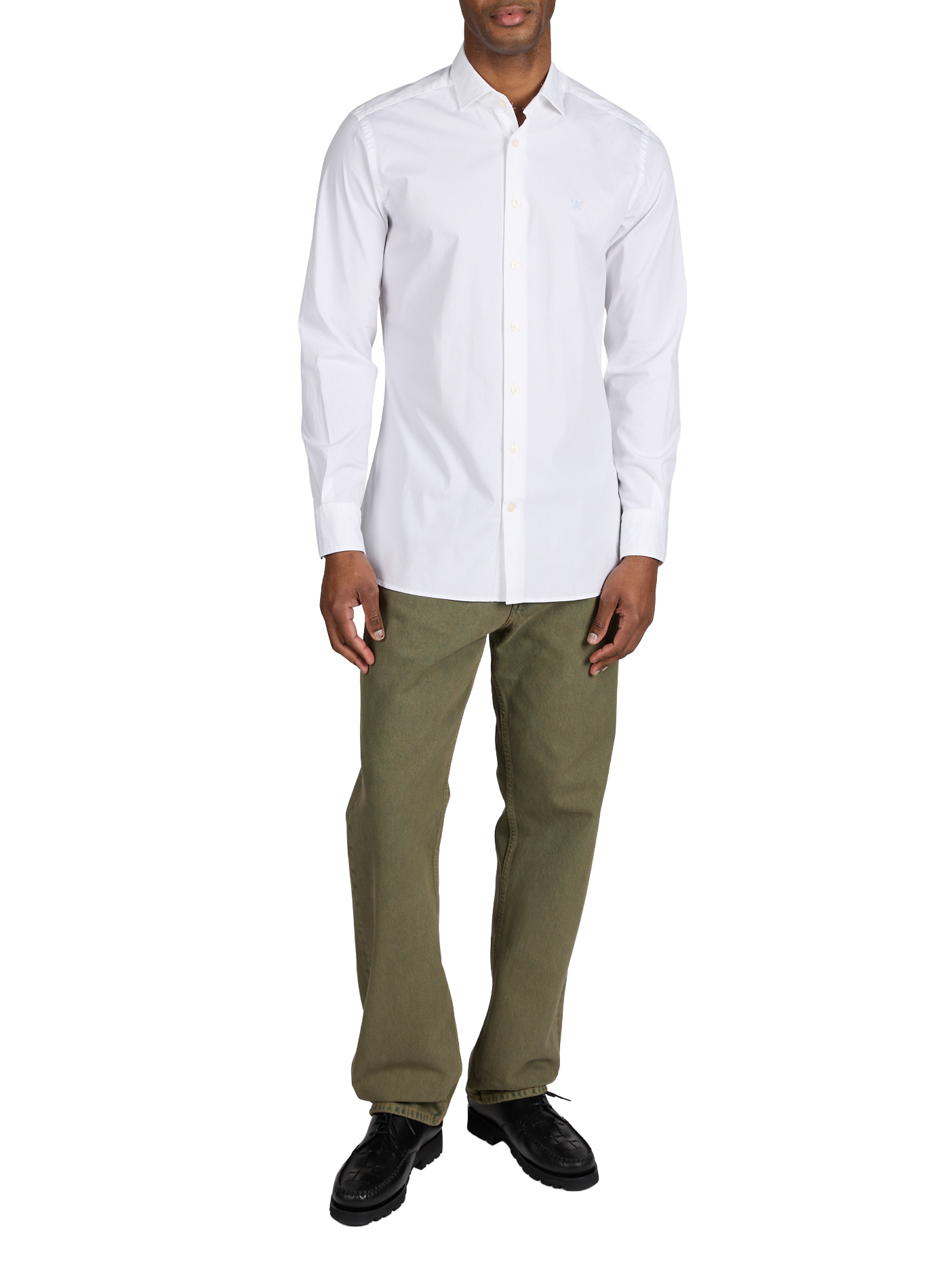 Chemise unie col classique en coton HACKETT Blanc