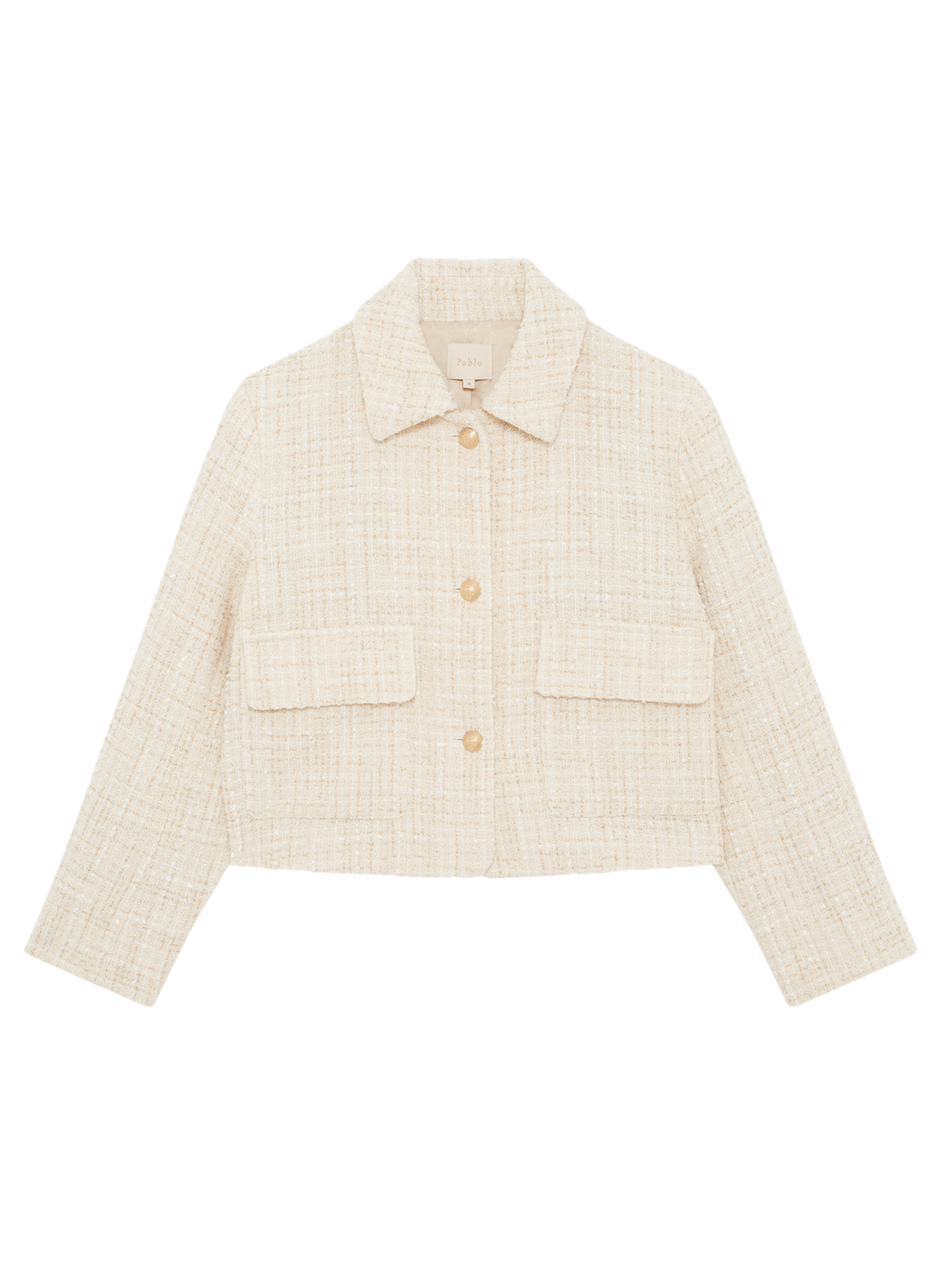 Veste à col en tweed et lurex - maloe PABLO Beige