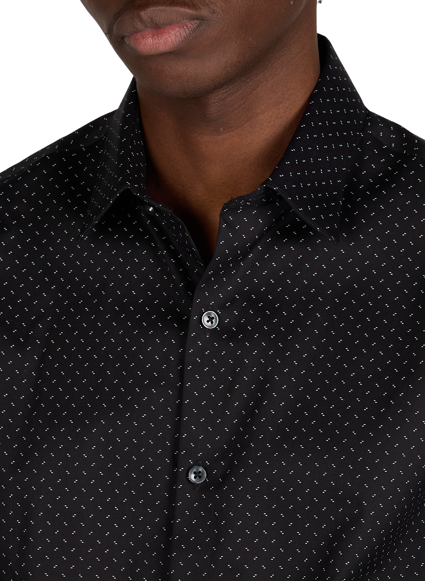 Chemise col classique à motif en coton mélangé CALVIN KLEIN Noir
