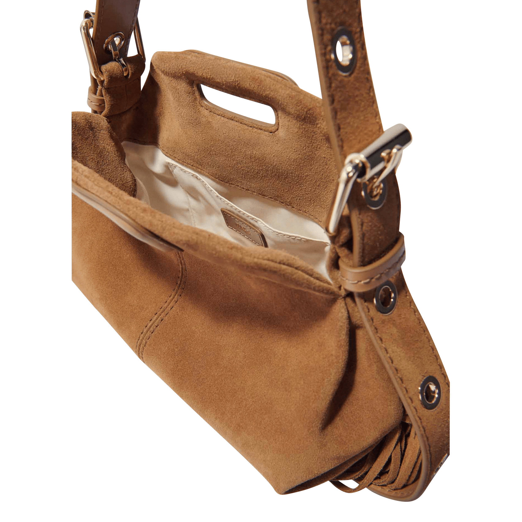 Sac bandoulière en cuir velours miss m mini MAJE Beige