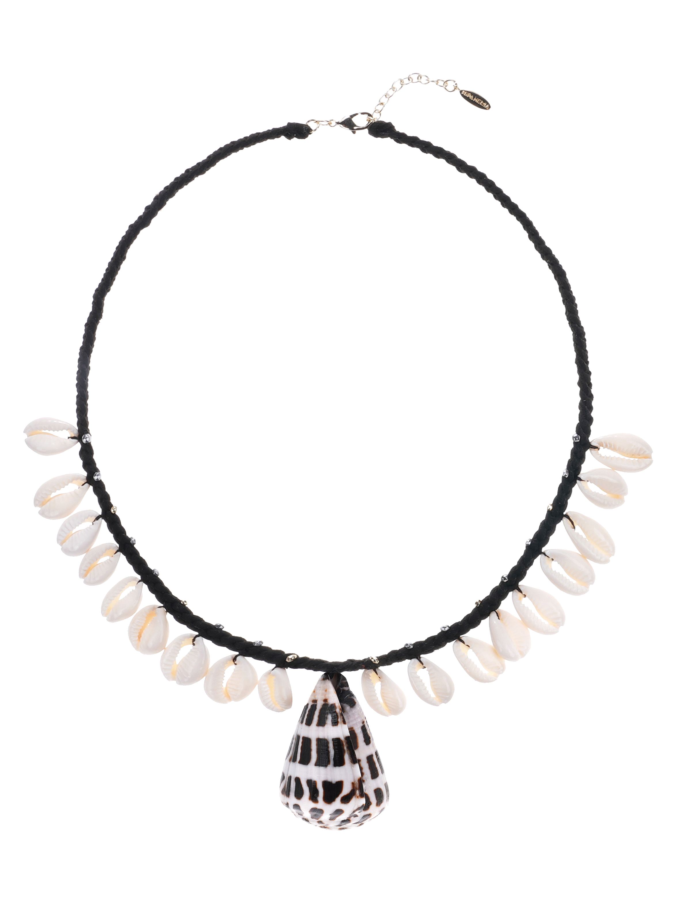 Collier en suédine avec pampilles de cauris et pendentif aloe HIPANEMA Noir