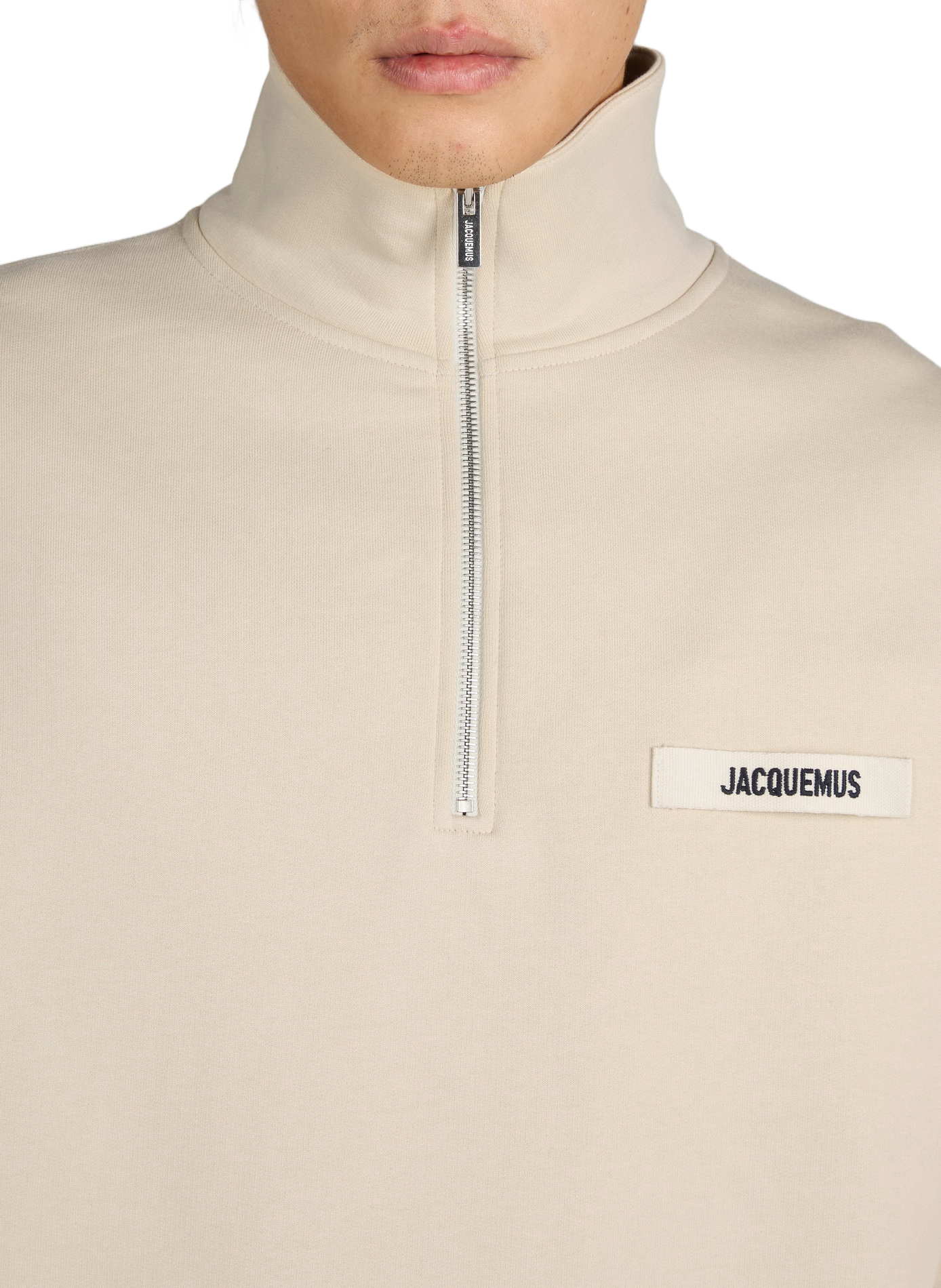 Sweat à col zippé camionneur Gros Grain en coton JACQUEMUS Beige