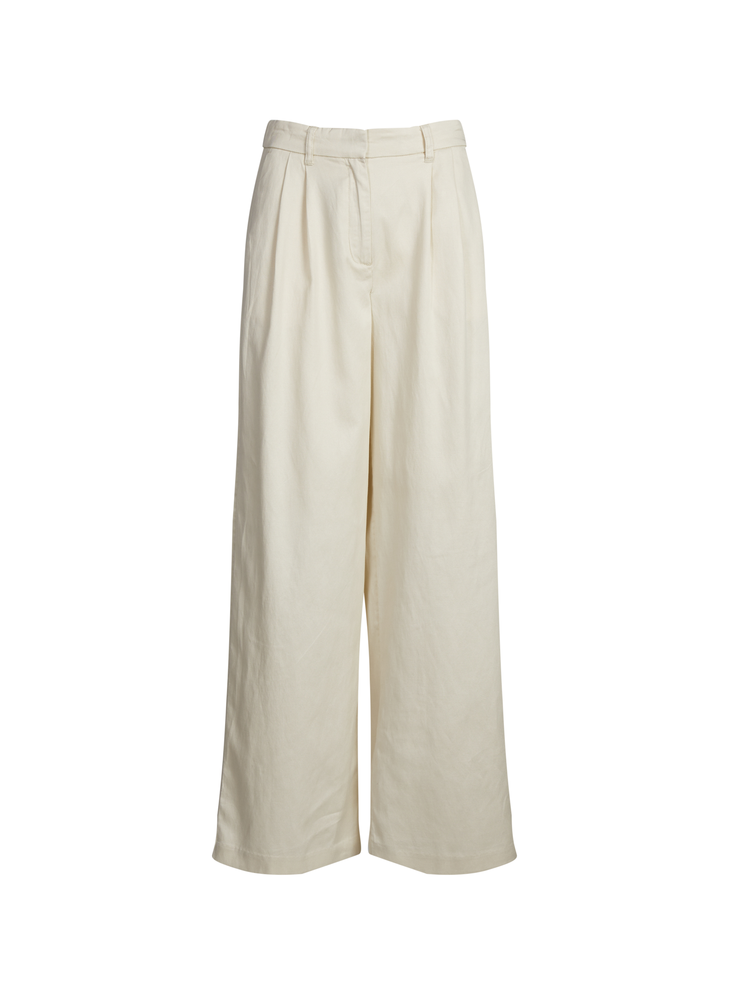 Wide-leg pants in cotton and linen blend OBJECT Beige