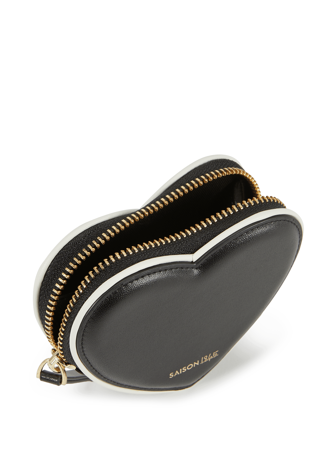 Cowhide leather heart-shaped coin purse SAISON 1865 Black