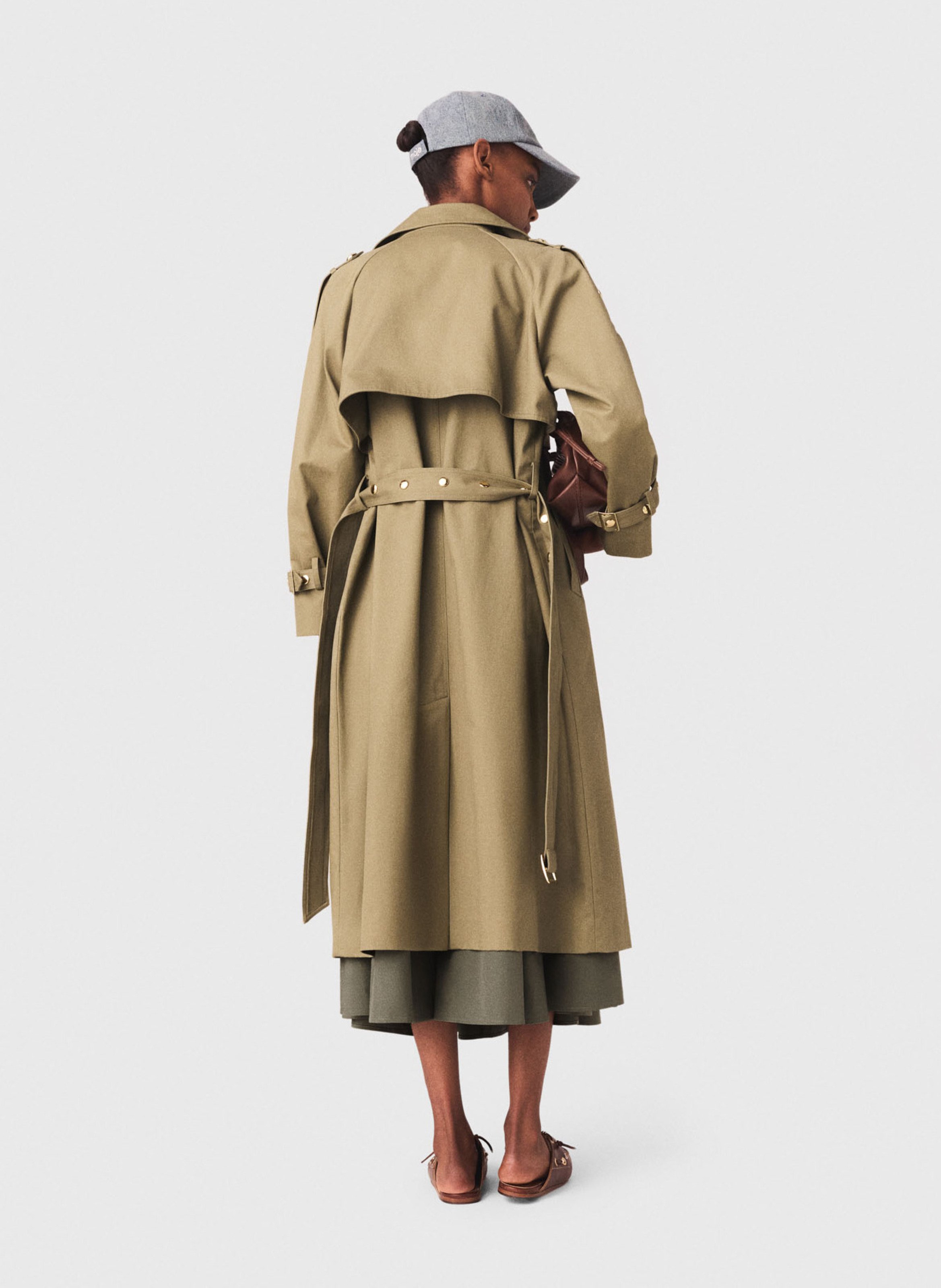 Trench cintrée en coton MAJE Kaki