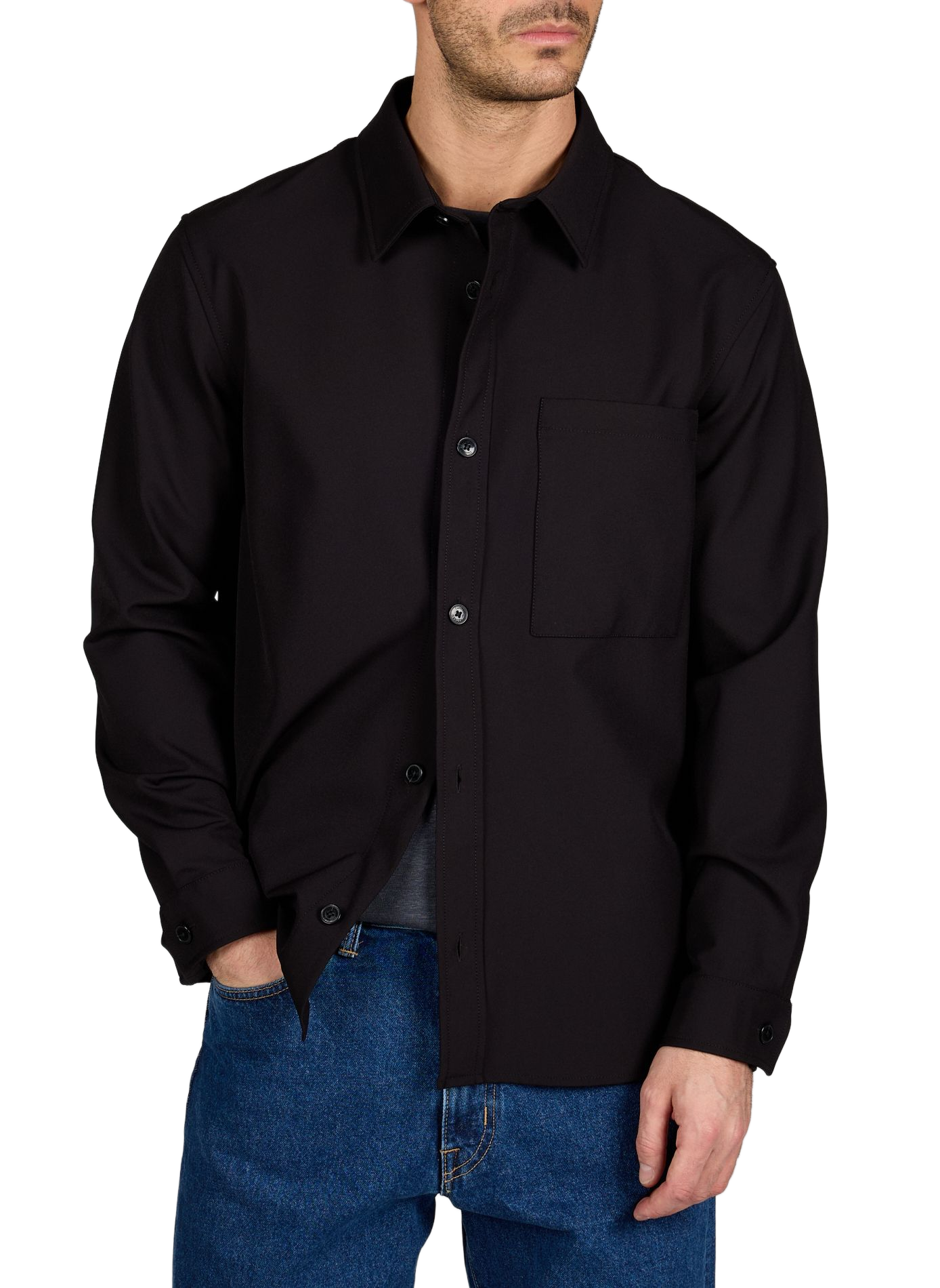 Straight-cut cotton shirt with classic collar CLOSED Black