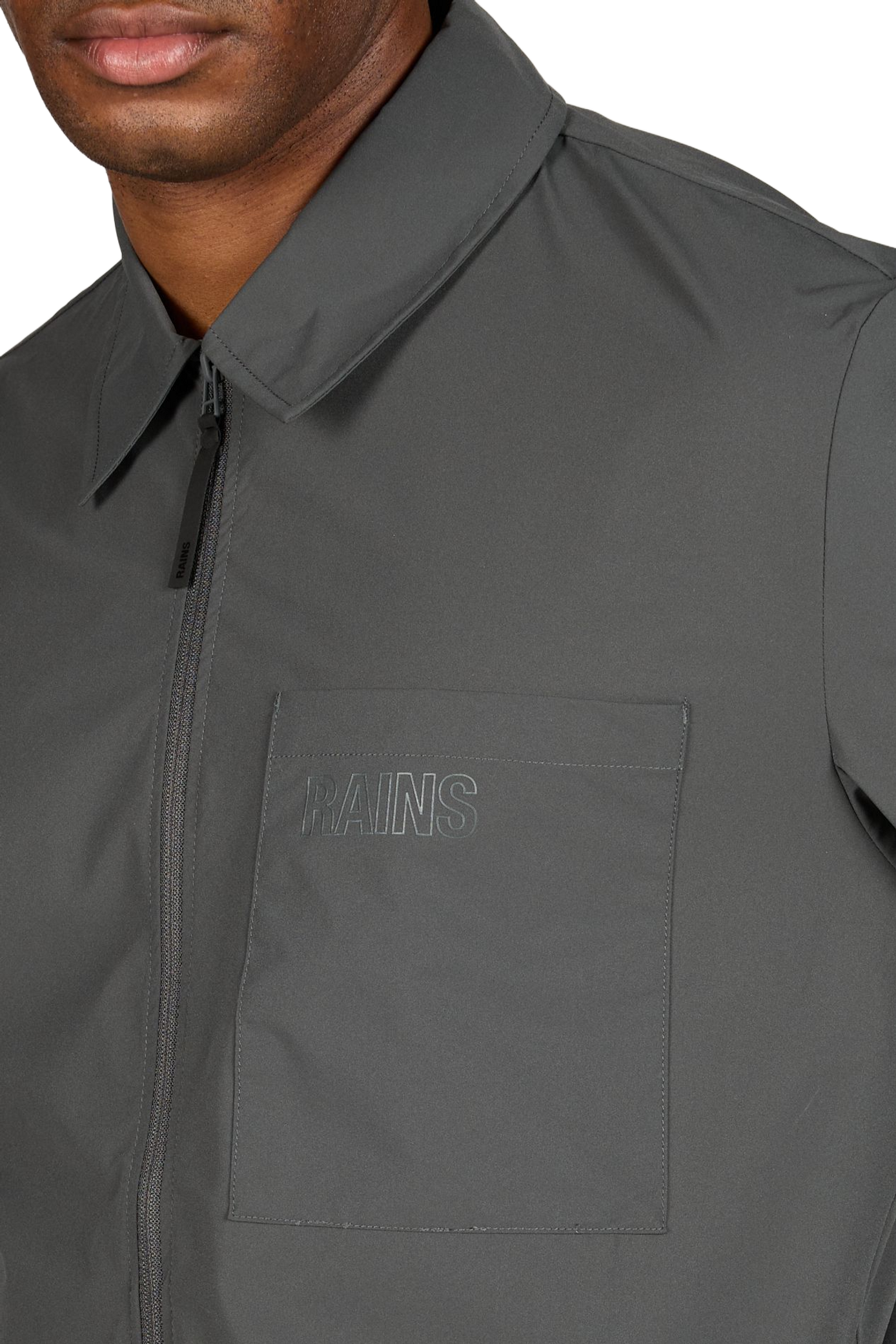 Veste droite col classique unie RAINS Gris