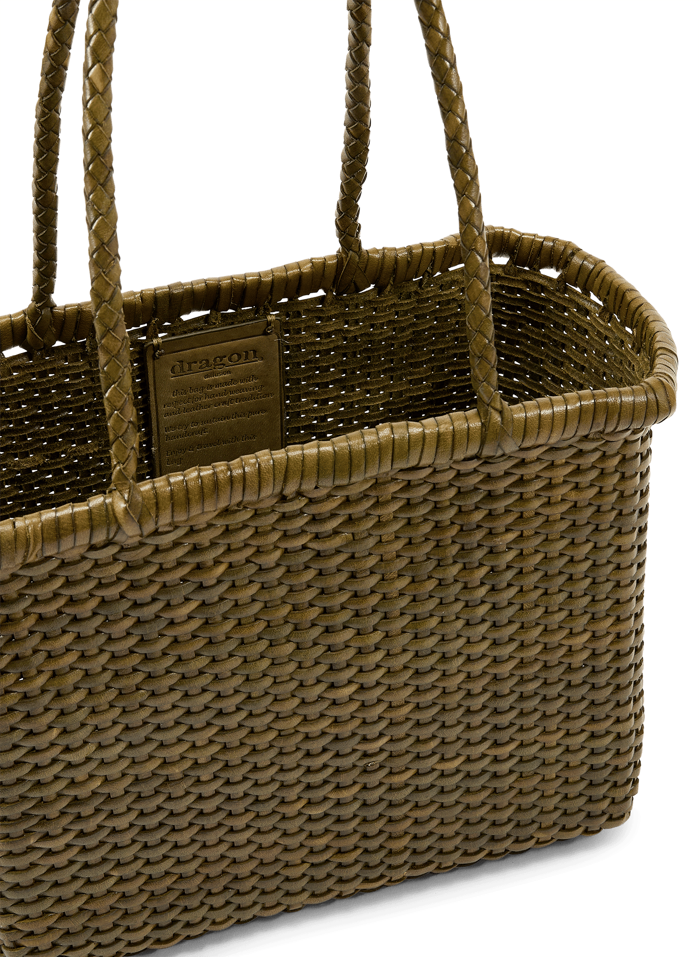 Sac panier B Weave Small en cuir tressé DRAGON DIFFUSION Vert