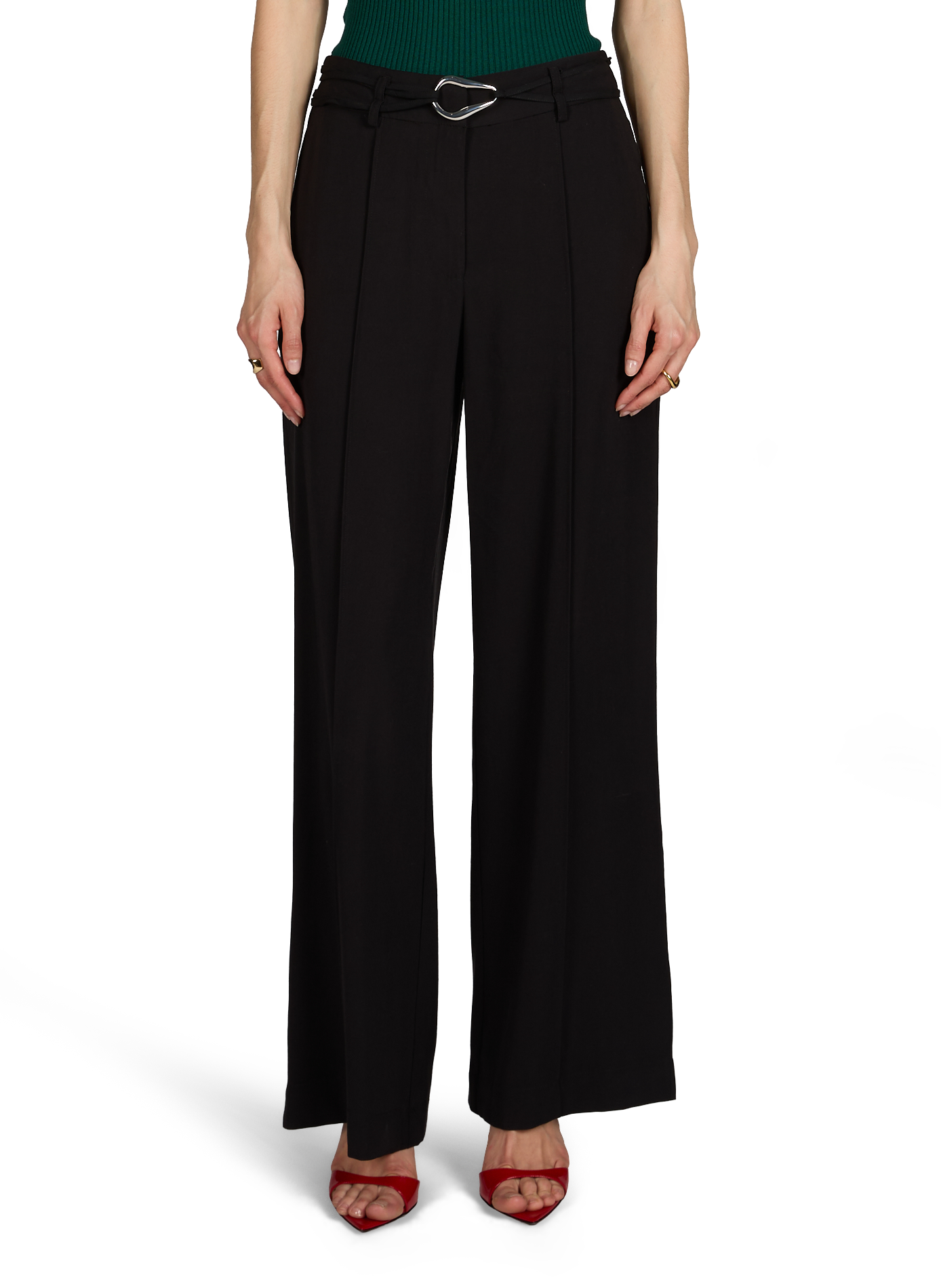 Pantalon ample avec ceinture à boucle logo OBJECT Noir