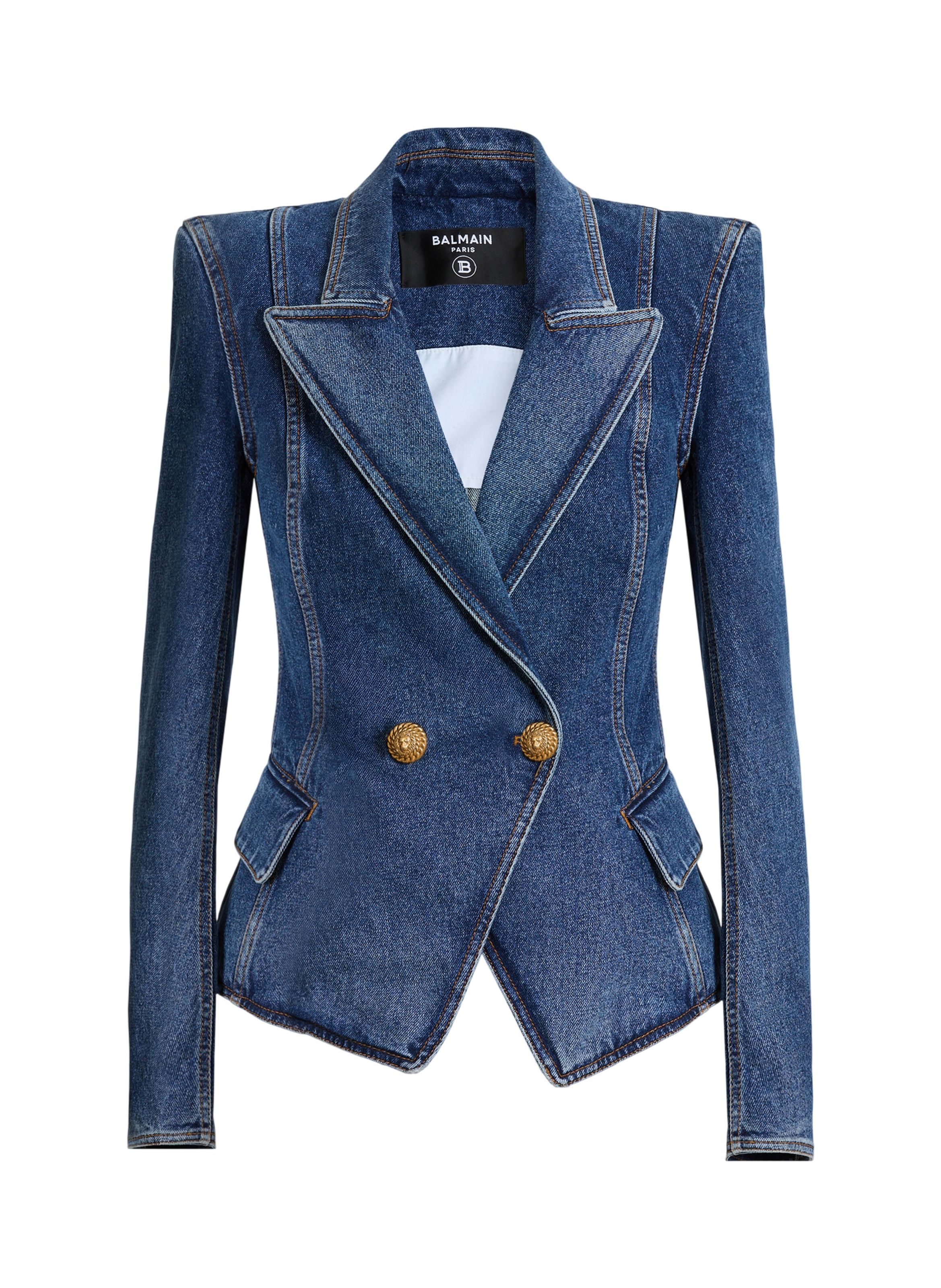 Veste 2 boutons en denim BALMAIN Bleu