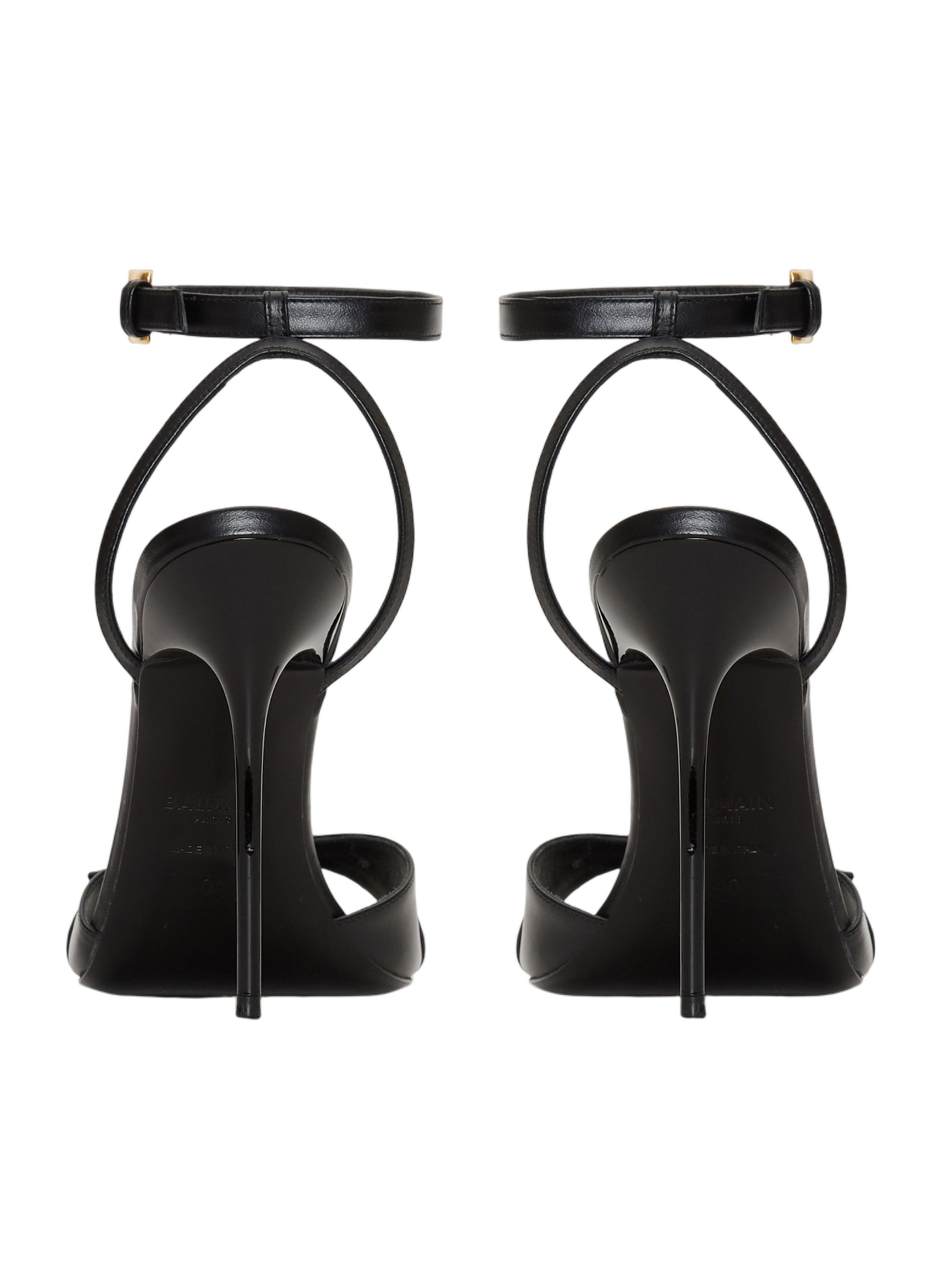 Sandales anthem en cuir lisse BALMAIN Noir