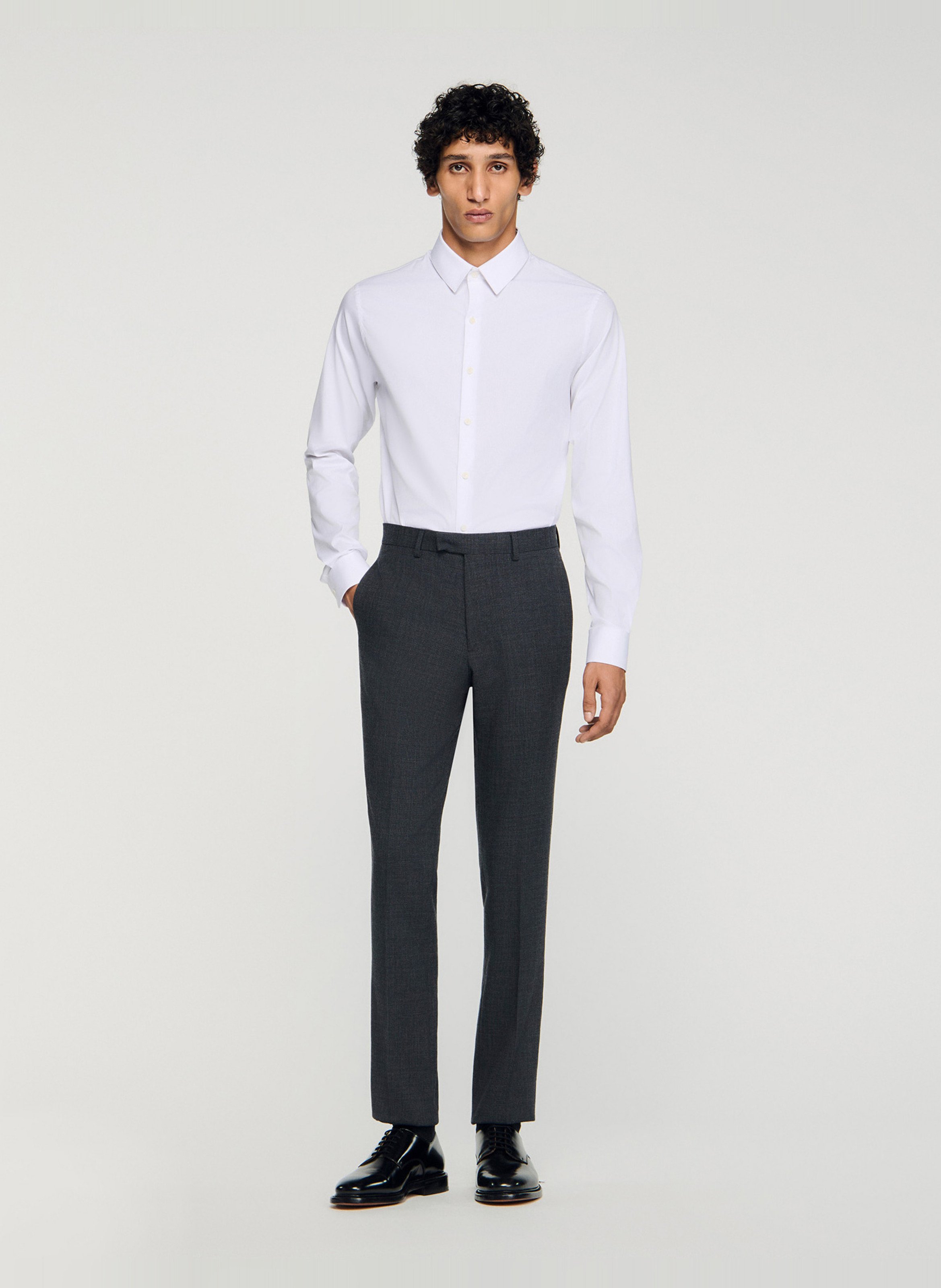 Chemise slim-fit en coton stretch | Blanc SANDRO Homme