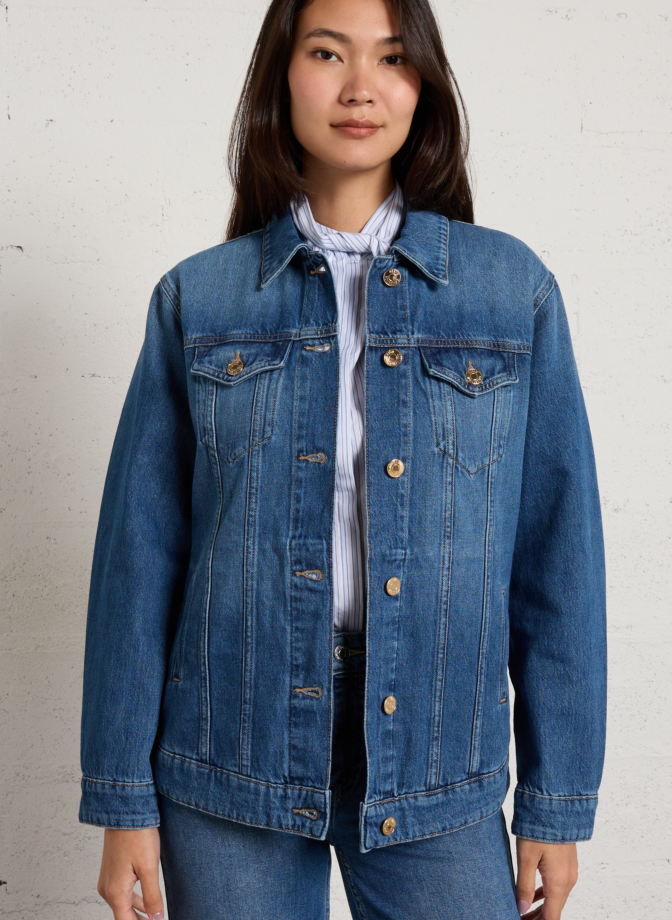 Veste denim droite en coton mélangé sophie MAISON 123 Bleu