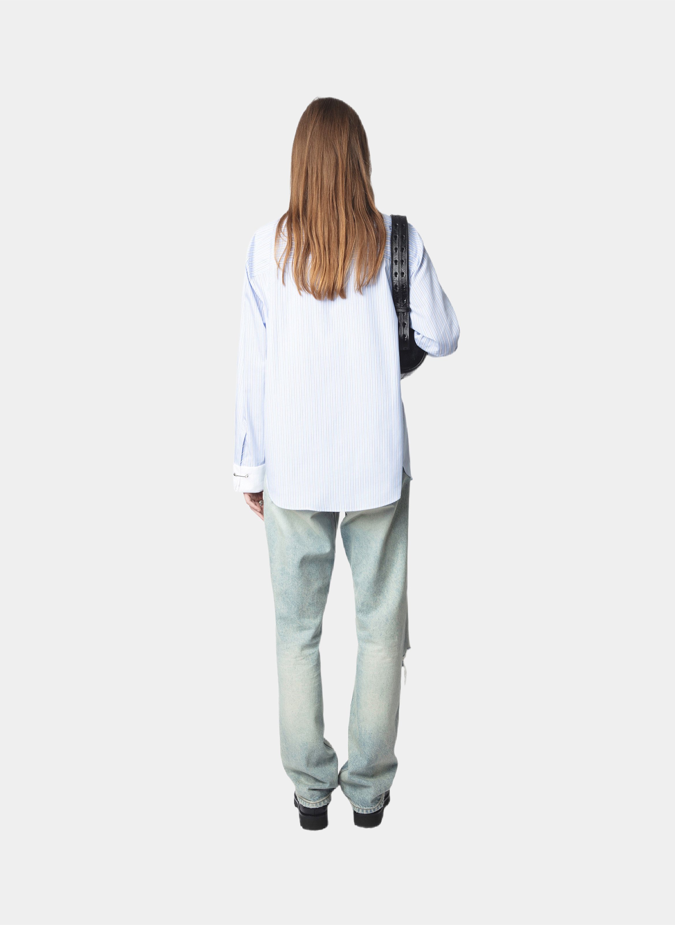 Chemise droite rayée avec broderie morning ZADIG&VOLTAIRE Bleu